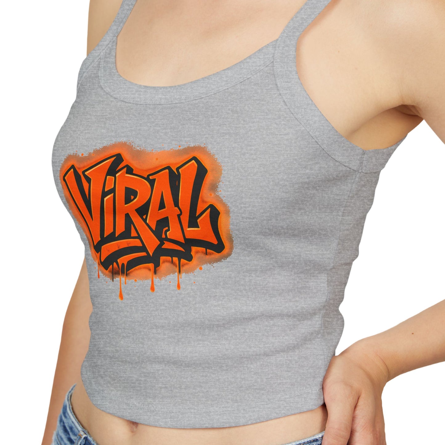 Viral Graffiti Village Drop Women's Spaghetti Strap Tank Top, Summer Top, Streetwear Style, Festival Outfit, Graphic Tee, Casual Wear