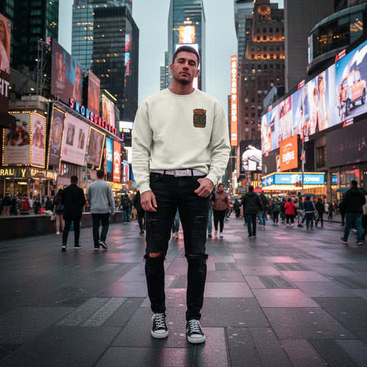 Harlem Heatwave Crewneck Sweatshirt — Retro Boombox Graphic