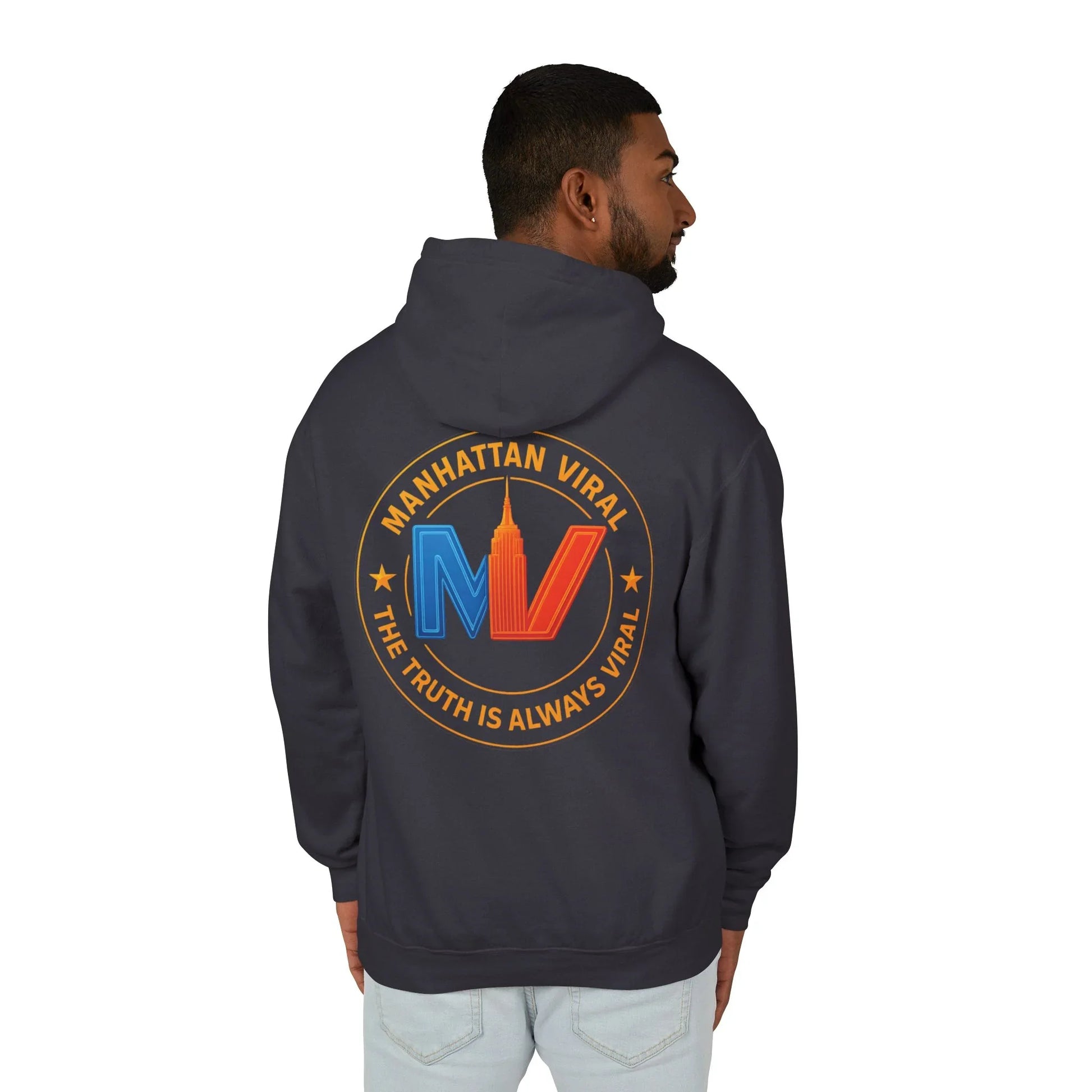 Manhattan Viral Medallion Unisex Lightweight Hooded Sweatshirt, NYC Streetwear - Manhattan Viral Medallion Unisex Lightweight Hooded Sweatshirt, NYC Streetwear - 3XL - Pepper