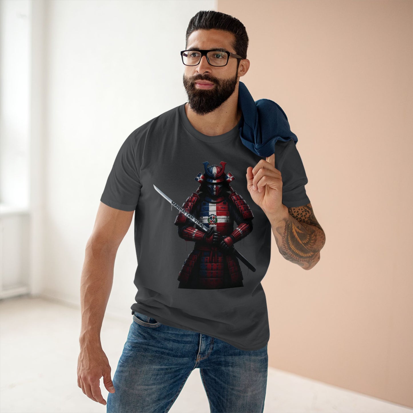 Dominican Samurai Graphic Tee, Unique T-Shirt for Warriors, Gift for Anime Lovers, Casual Streetwear,