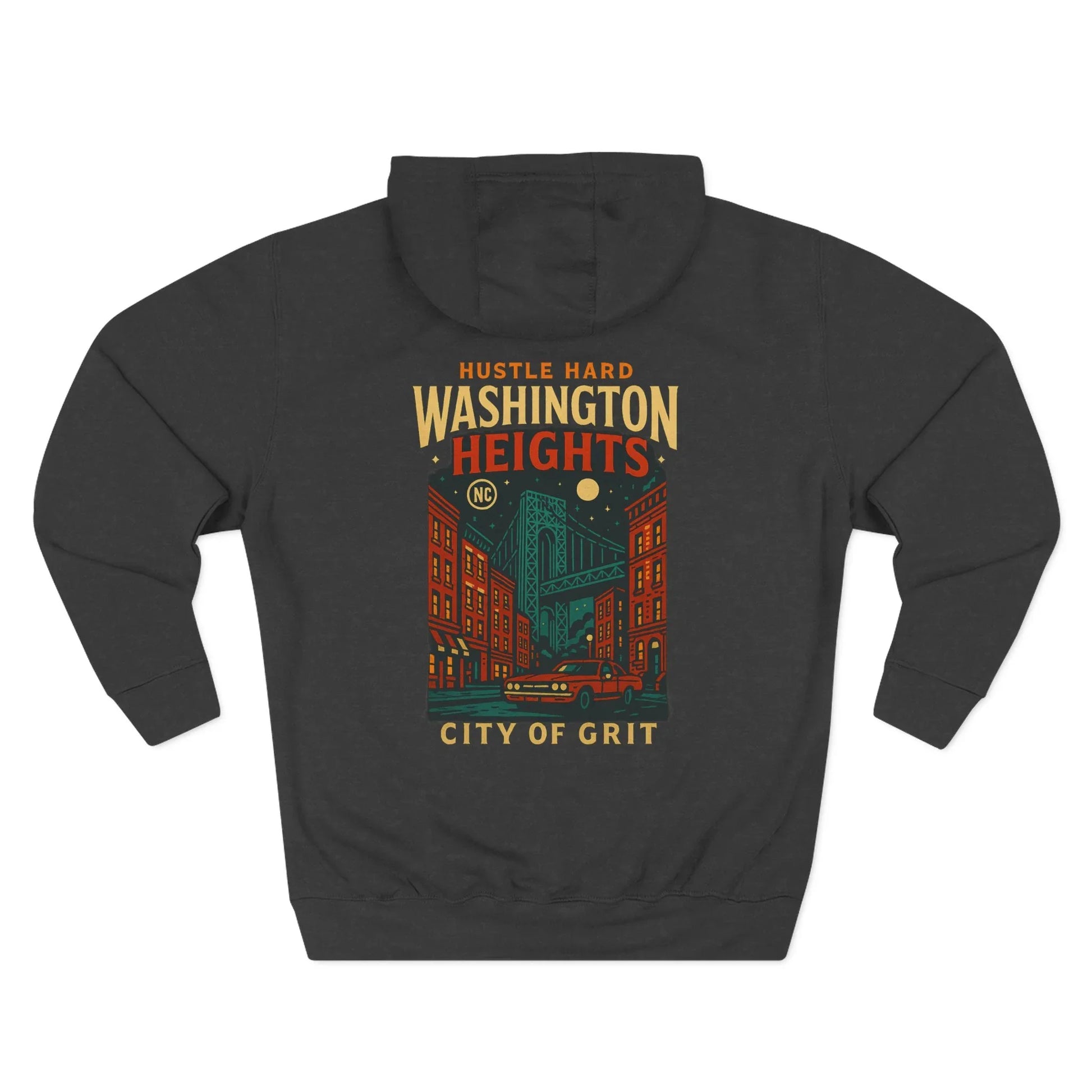 Hustle Hard Washington Heights Fleece Hoodie, Urban Apparel, NYC Streetwear - Hustle Hard Washington Heights Fleece Hoodie, Urban Apparel, NYC Streetwear - M - Black