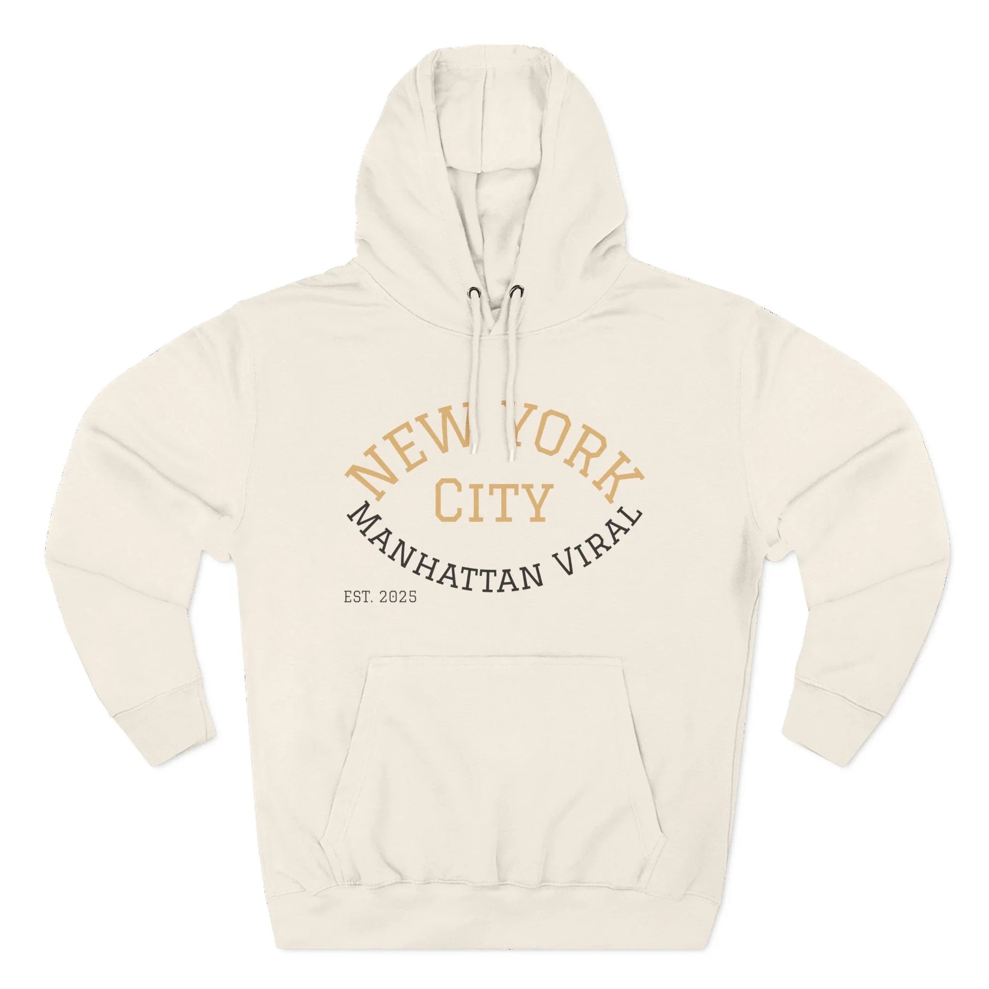New York City MV Three-Panel Fleece Hoodie, Cozy Streetwear, Urban Fashion, Gift for NYC Lovers, Casual Layering Piece - Manhattan Viral