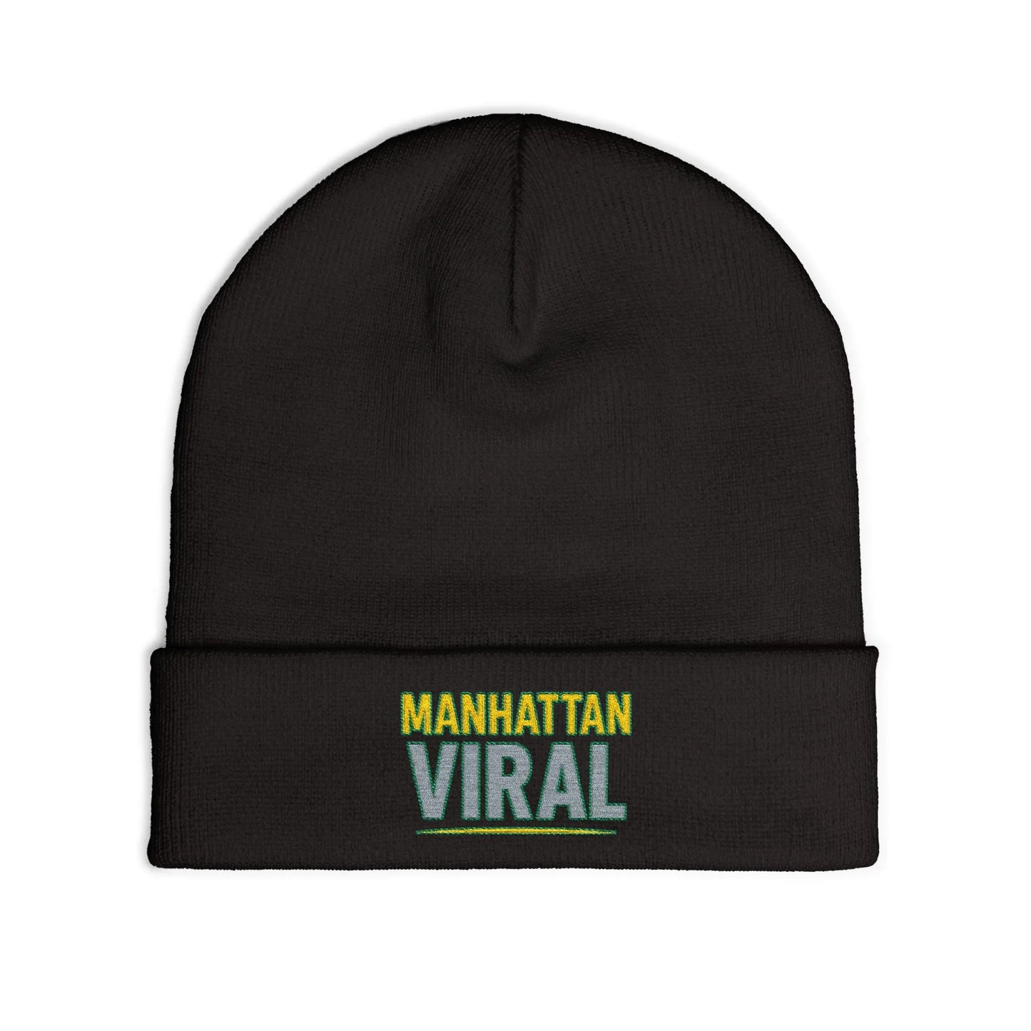 MV Knit Beanie with ‘Manhattan Viral’ Embroidery, Winter Accessory, Warm Headwear