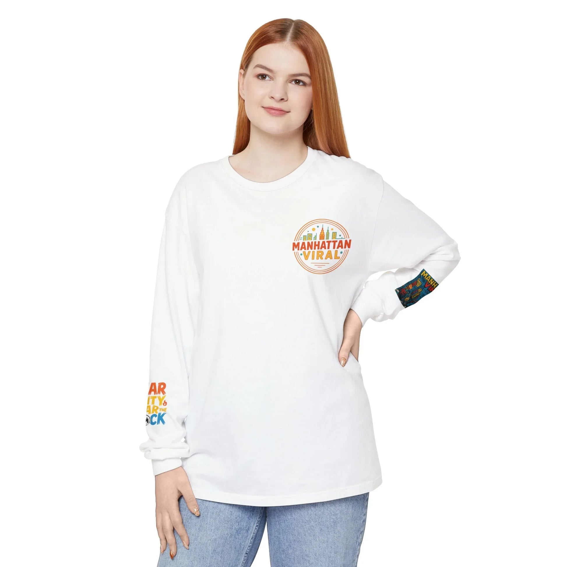 Wear The City Graffiti Long Sleeve T-Shirt, Unisex Streetwear Long Tee - Wear The City Graffiti Long Sleeve T-Shirt, Unisex Streetwear Long Tee - Granite - L