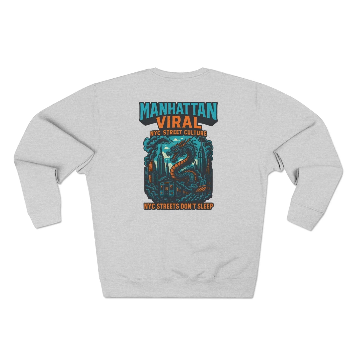 NYC Crowned Crewneck Sweatshirt with Crown Design, Streetwear - M - Black