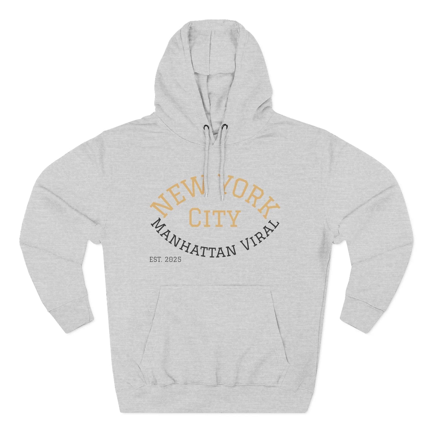 New York City MV Three-Panel Fleece Hoodie, Cozy Streetwear, Urban Fashion, Gift for NYC Lovers, Casual Layering Piece - Manhattan Viral