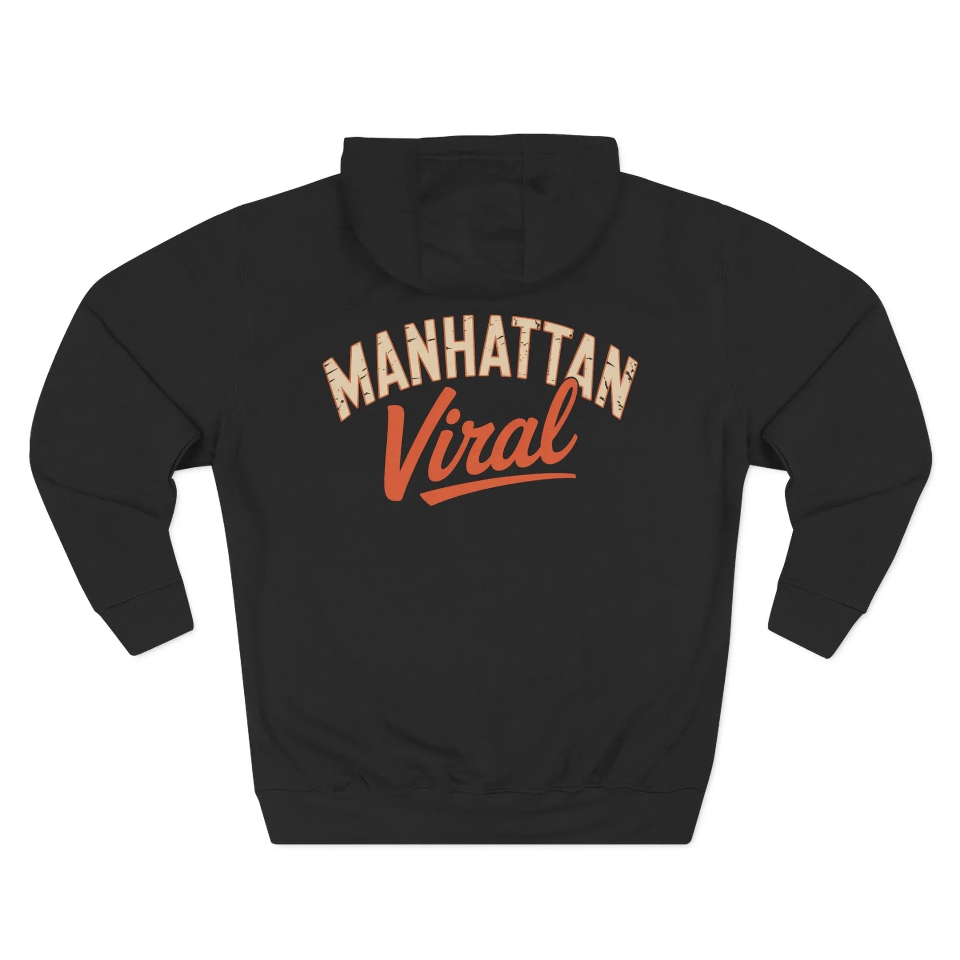 New York City MV Three-Panel Fleece Hoodie, Cozy Streetwear, Urban Fashion, Gift for NYC Lovers, Casual Layering Piece - Manhattan Viral