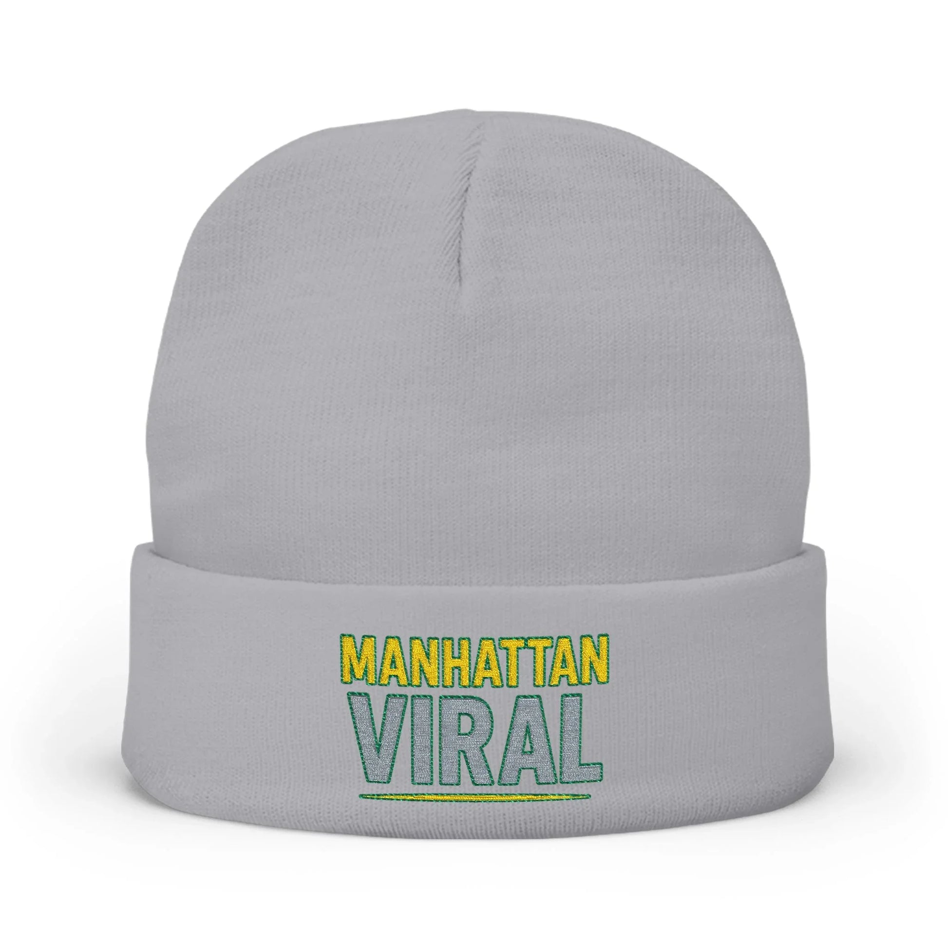MV Knit Beanie with ‘Manhattan Viral’ Embroidery, Winter Accessory, Warm Headwear - MV Knit Beanie with ‘Manhattan Viral’ Embroidery, Winter Accessory, Warm Headwear - One size - Black