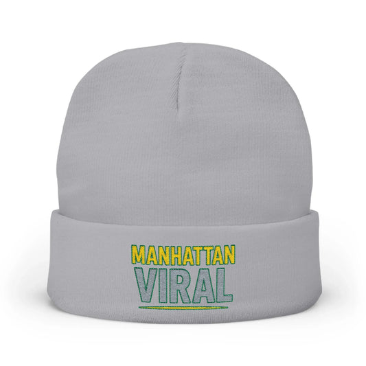 MV Knit Beanie with ‘Manhattan Viral’ Embroidery, Winter Accessory, Warm Headwear - One size - Black