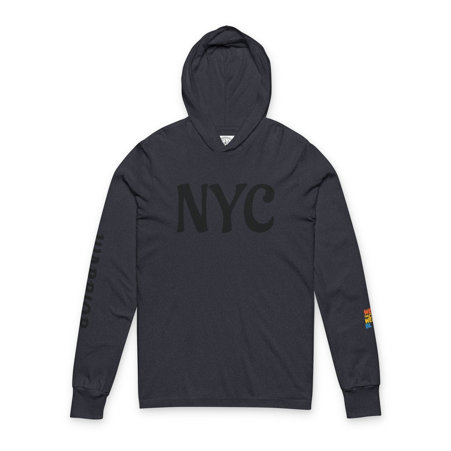 NYC Warrior Crest Hooded Long Sleeve Tee, Casual Streetwear Top, Gift for Travelers, Urban Style Apparel, Summer Hoodie, NYC Fashion Statement