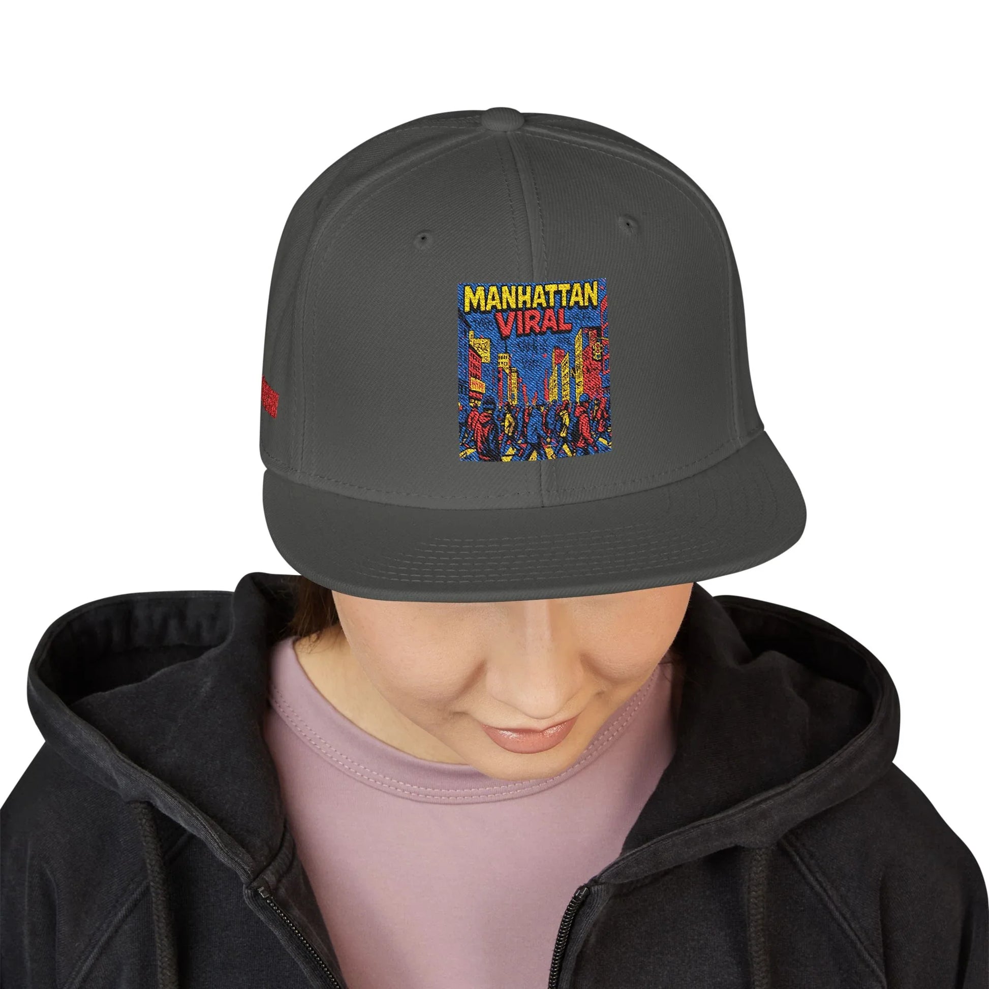 Midtown Hustle Embroidered Snapback Cap, Colorful Hat For NYC Streetwear, Unique Gift for Friends, Casual Accessories - Manhattan Viral