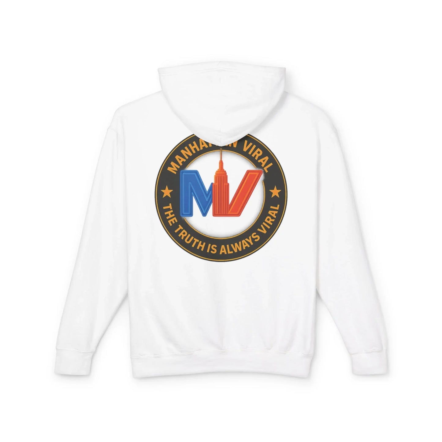 Manhattan Viral Medallion Unisex Lightweight Hooded Sweatshirt, NYC Streetwear - M - Grey