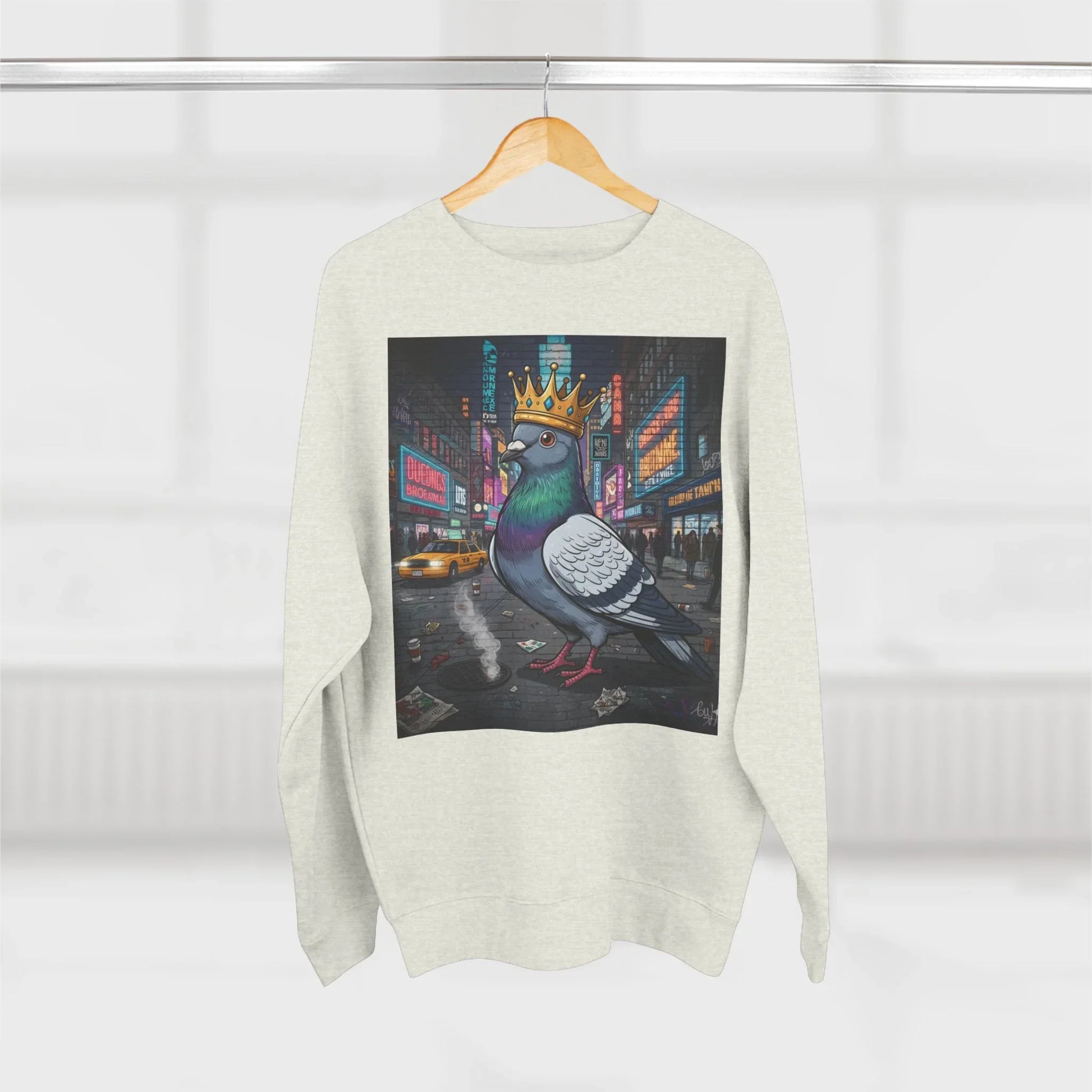 Urban King Pigeon Crewneck Sweatshirt, Streetwear, Graphic Sweatshirt. - Urban King Pigeon Crewneck Sweatshirt, Streetwear, Graphic Sweatshirt. - XL - Oatmeal Heather