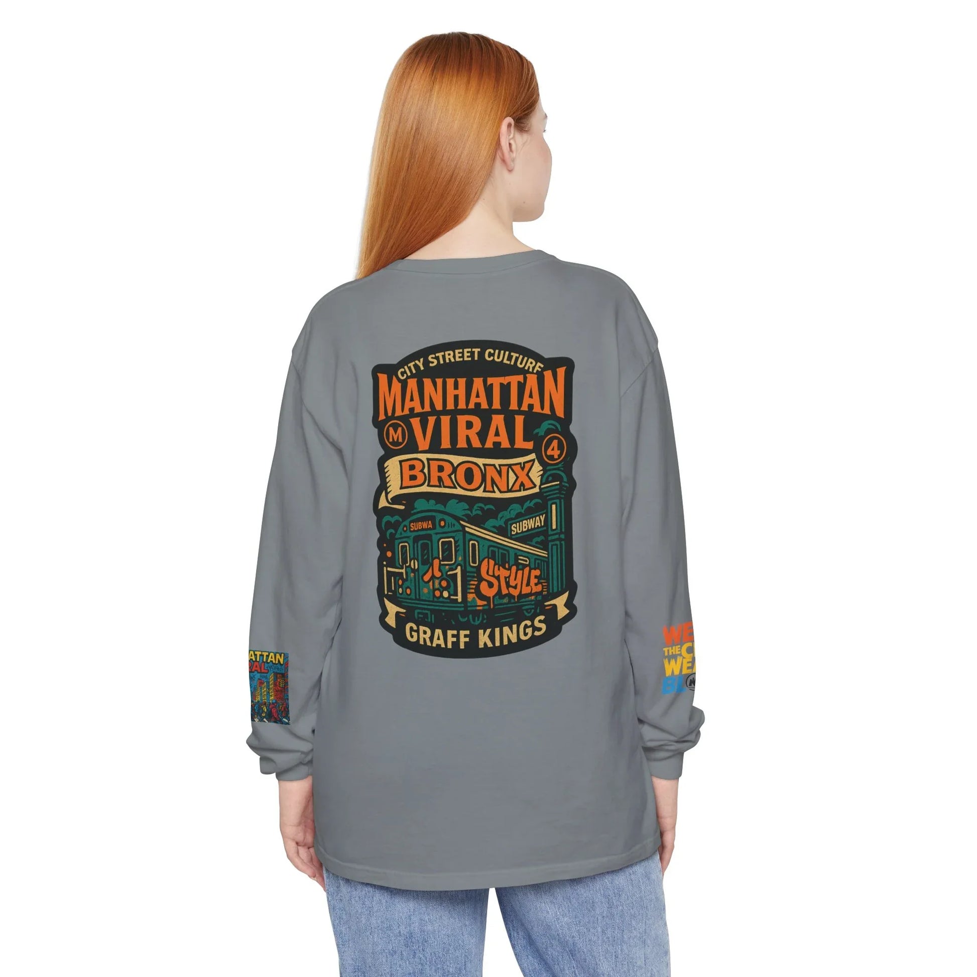 Wear The City Graffiti Long Sleeve T-Shirt, Unisex Streetwear Long Tee - Wear The City Graffiti Long Sleeve T-Shirt, Unisex Streetwear Long Tee - White - 2XL