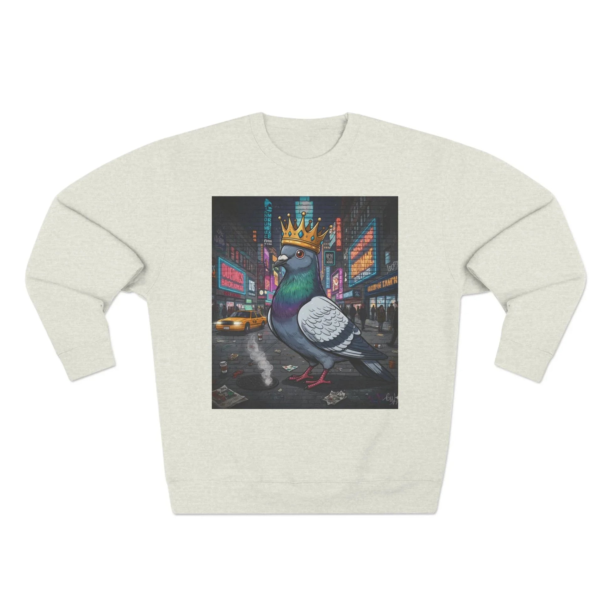 Urban King Pigeon Crewneck Sweatshirt, Streetwear, Graphic Sweatshirt. - Urban King Pigeon Crewneck Sweatshirt, Streetwear, Graphic Sweatshirt. - S - Oatmeal Heather