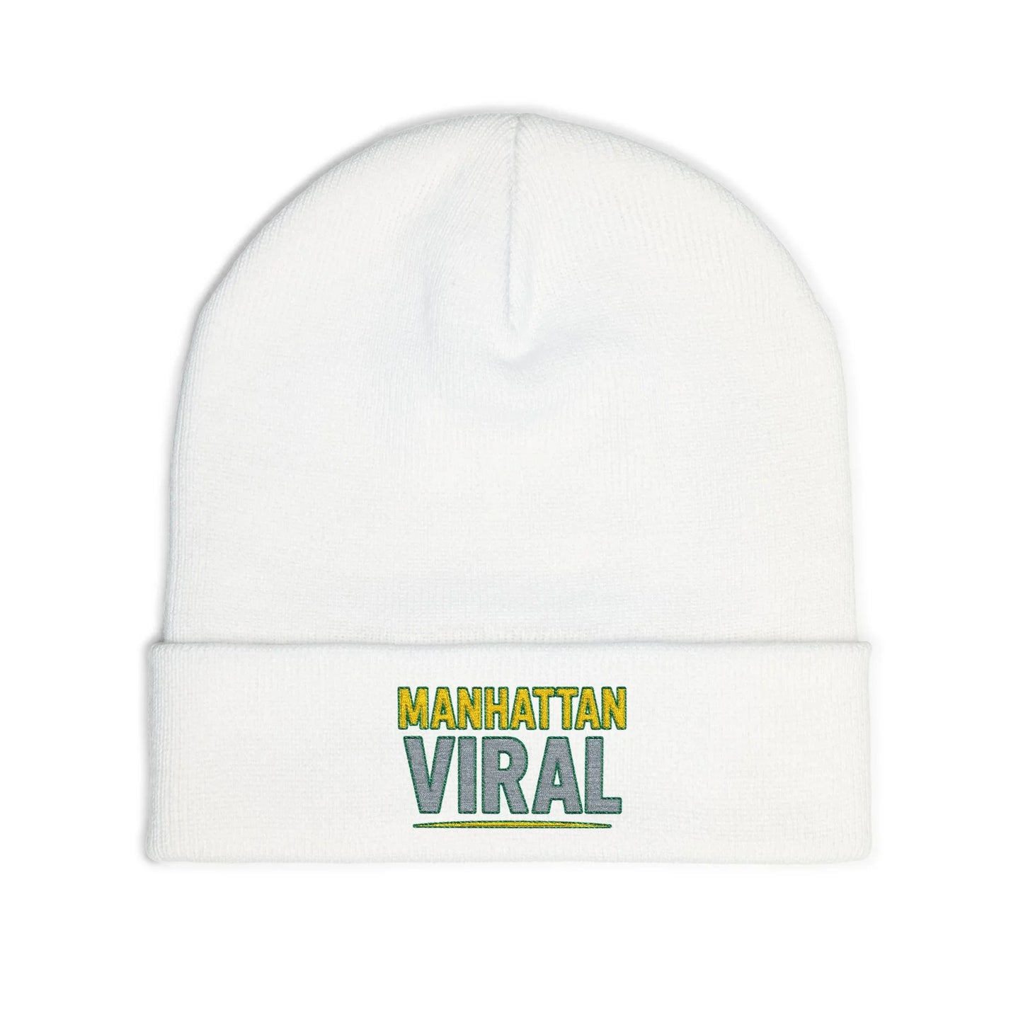 MV Knit Beanie with ‘Manhattan Viral’ Embroidery, Winter Accessory, Warm Headwear