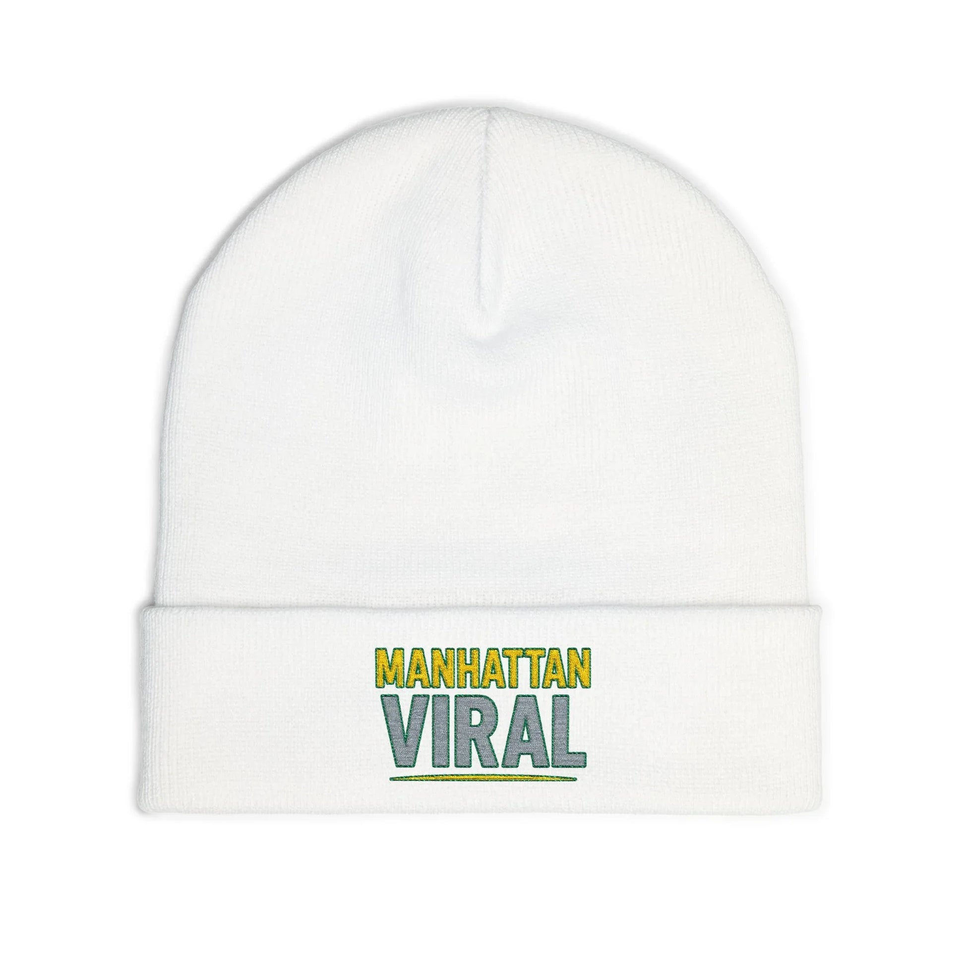 MV Knit Beanie with ‘Manhattan Viral’ Embroidery, Winter Accessory, Warm Headwear - MV Knit Beanie with ‘Manhattan Viral’ Embroidery, Winter Accessory, Warm Headwear