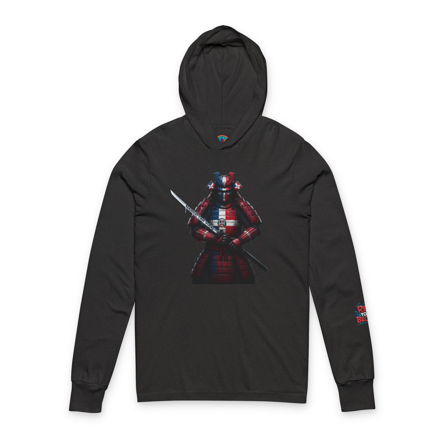 Dominican Samurai Hoodie, Unisex Hooded Long Sleeve Tee, Casual Wear, Streetwear, Geek Culture Merch, Gift for Him/Her, Stylish Layering Top