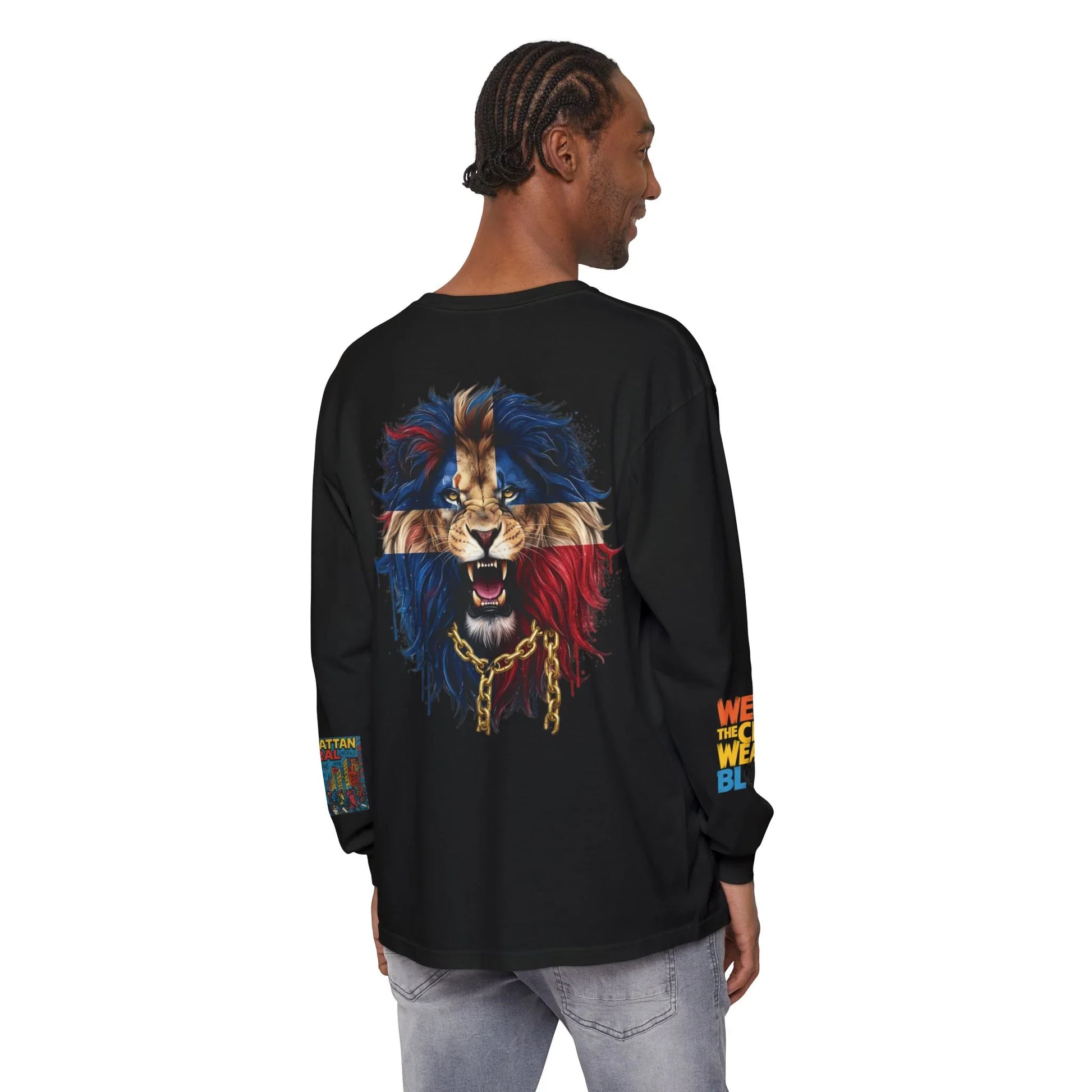 Rep The Block Graphic Long Sleeve Tee with Lion Design, Streetwear - Rep The Block Graphic Long Sleeve Tee with Lion Design, Streetwear - White - XL