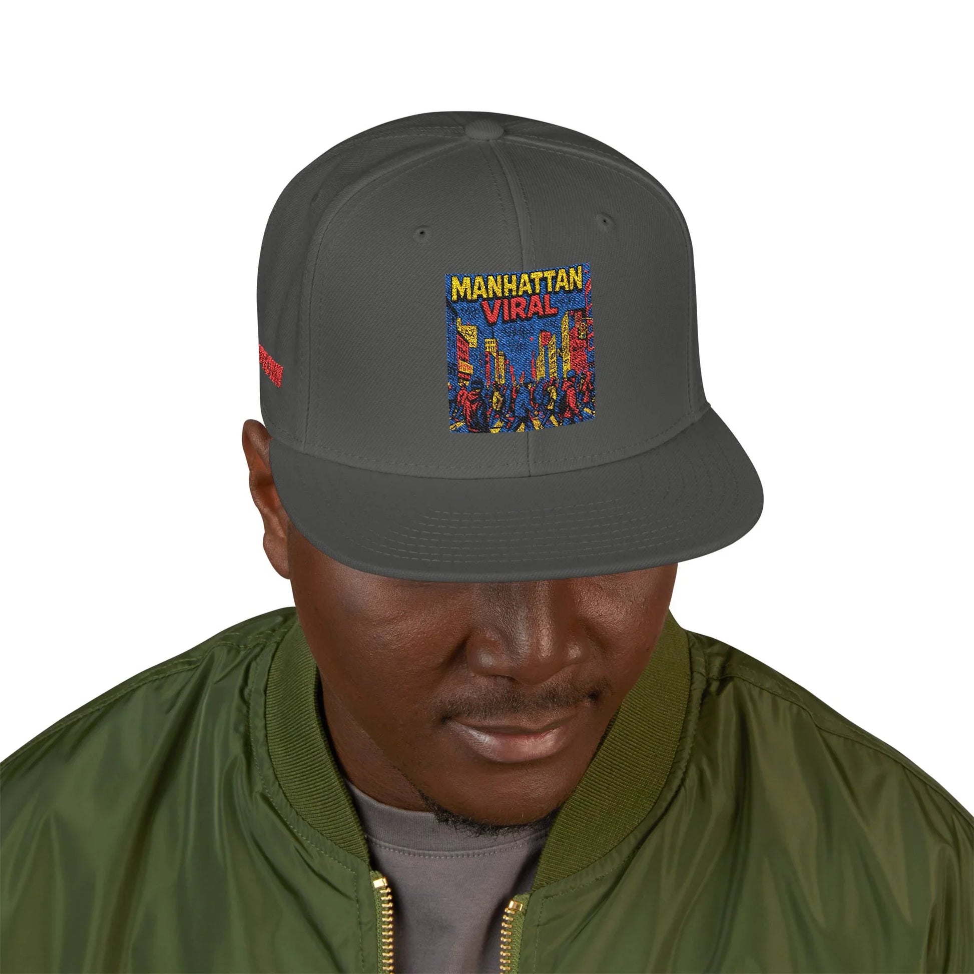 Midtown Hustle Embroidered Snapback Cap, Colorful Hat For NYC Streetwear, Unique Gift for Friends, Casual Accessories - Manhattan Viral