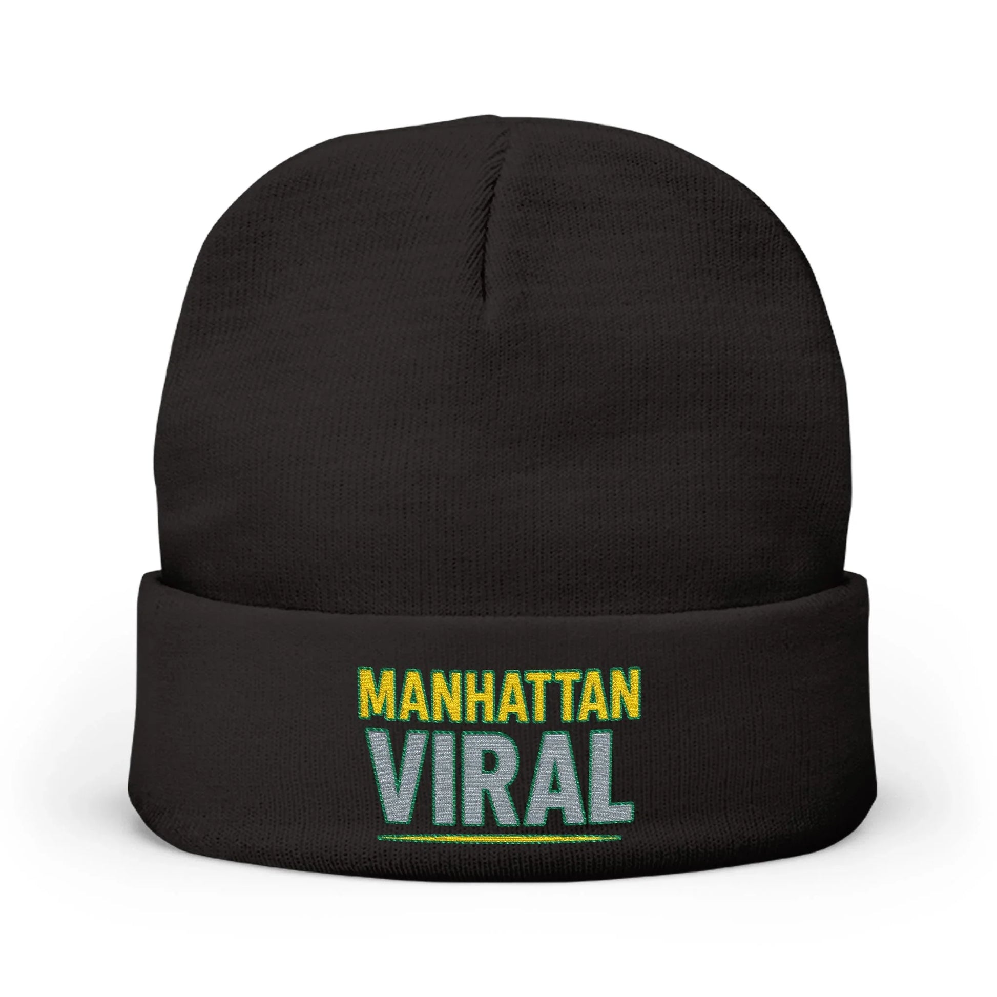 MV Knit Beanie with ‘Manhattan Viral’ Embroidery, Winter Accessory, Warm Headwear - MV Knit Beanie with ‘Manhattan Viral’ Embroidery, Winter Accessory, Warm Headwear - One size - Gray