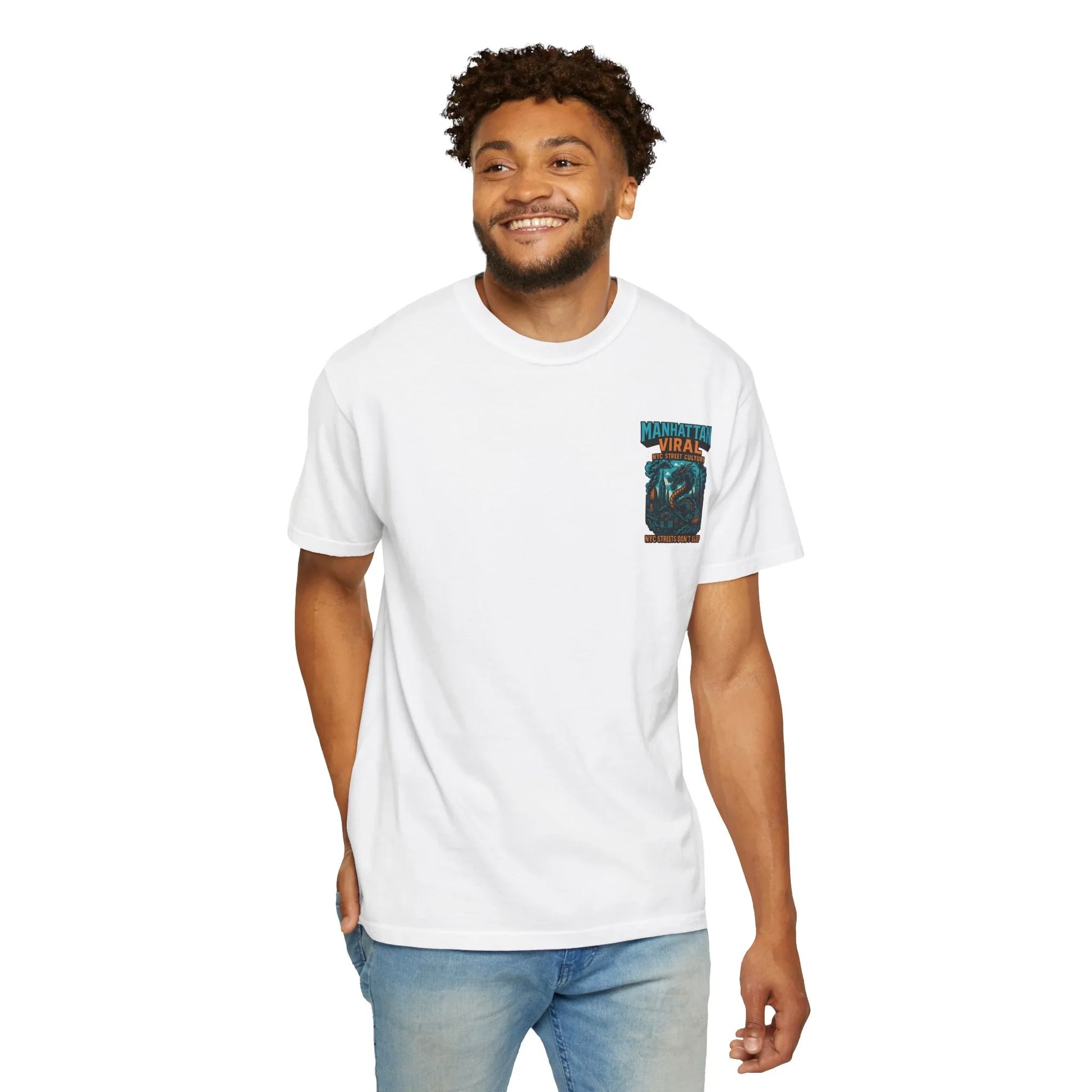 MV The City Takeover T-Shirt, Urban Style Tee, NYC StreetWear, Block Apparel - Gorilla In The City T-Shirt, Urban Style Tee, NYC StreetWear, Block Apparel - Washed Denim - M