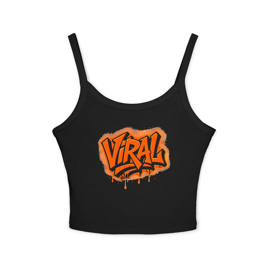 Viral Graffiti Village Drop Women's Spaghetti Strap Tank Top, Summer Top, Streetwear Style, Festival Outfit, Graphic Tee, Casual Wear