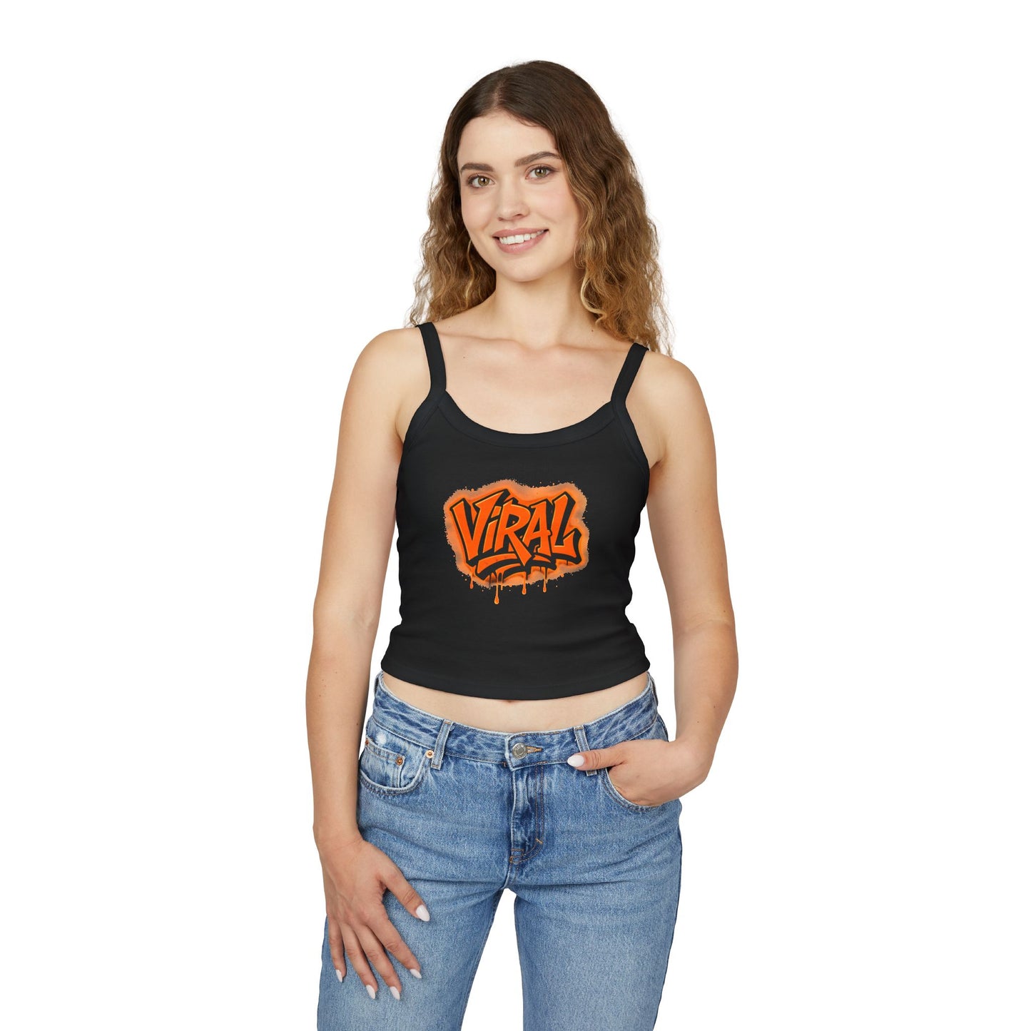 Viral Graffiti Village Drop Women's Spaghetti Strap Tank Top, Summer Top, Streetwear Style, Festival Outfit, Graphic Tee, Casual Wear