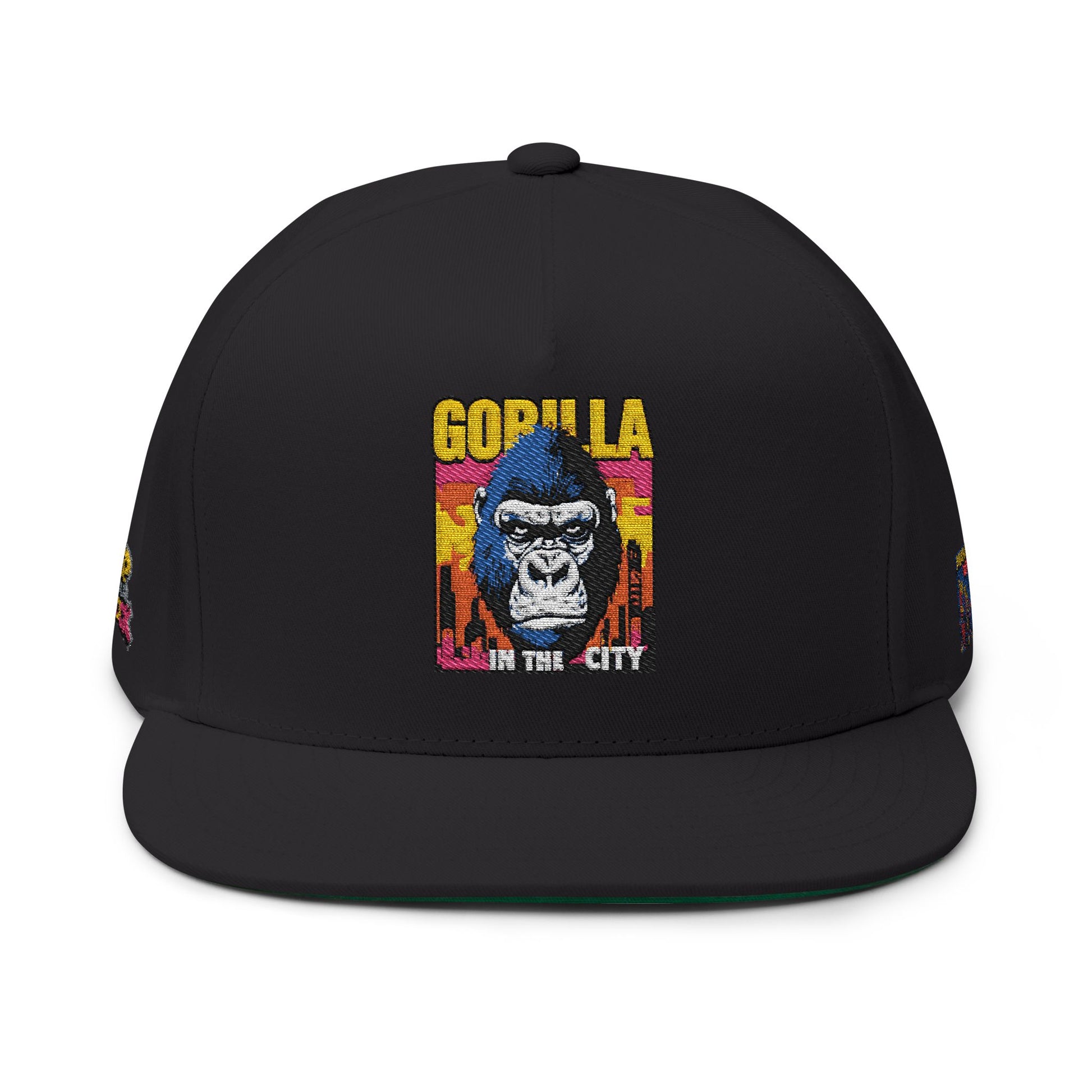 MV Gorilla Flat Bill Cap, Embroidered Snapback Hat, Trendy Cap for Costume Parties, Fall Fashion Accessory, Gifts for Him/Her - MV Gorilla Flat Bill Cap, Embroidered Snapback Hat, Trendy Cap for Costume Parties, Fall Fashion Accessory, Gifts for Him/Her
