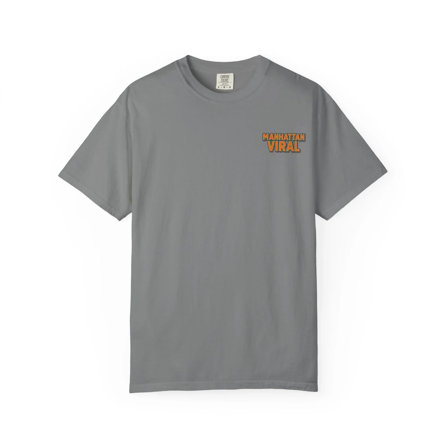 MV Medallion Garment-Dyed T-shirt with 'Manhattan Viral' Graphic, NYC Streetwear - Graphite - S