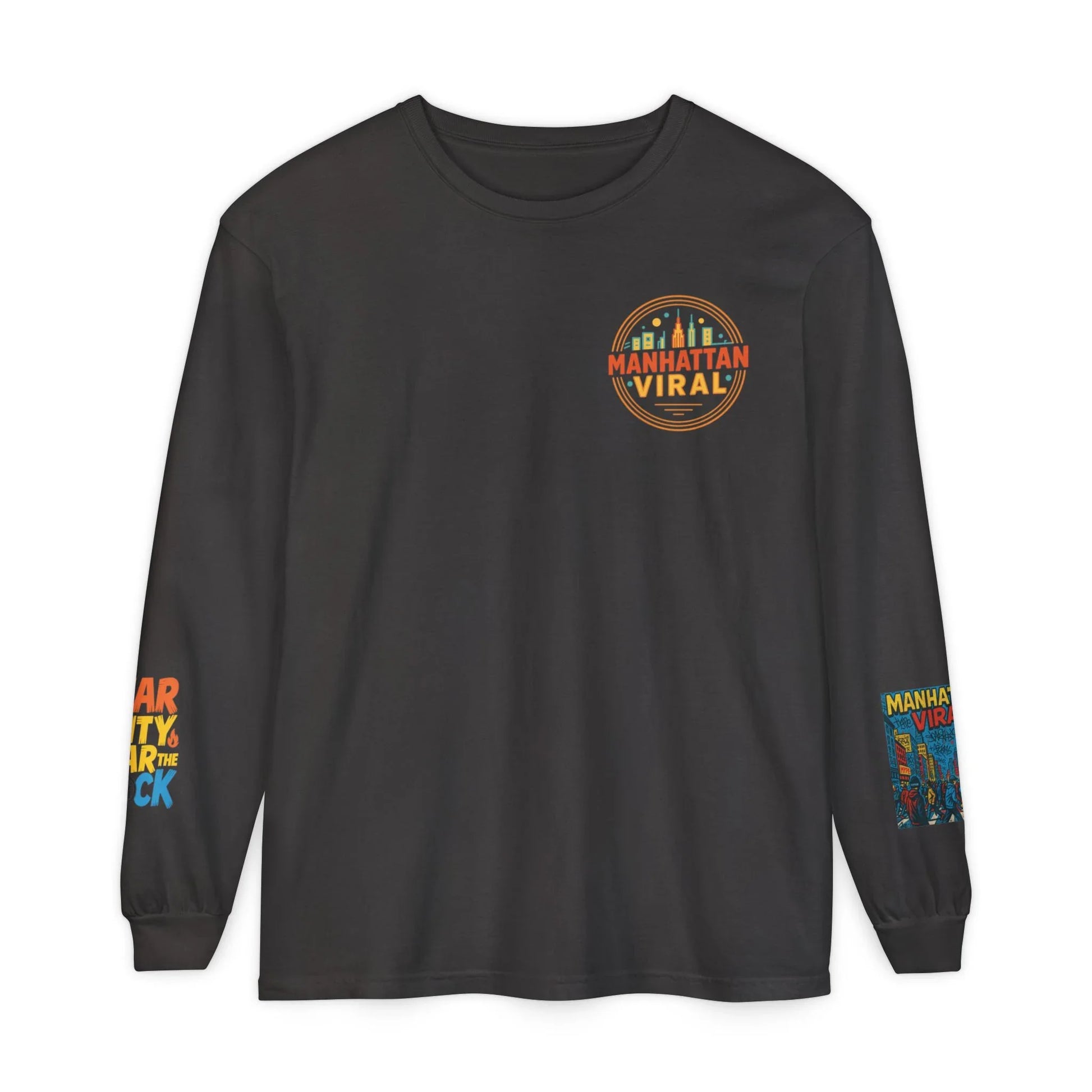 Wear The City Graffiti Long Sleeve T-Shirt, Unisex Streetwear Long Tee - Wear The City Graffiti Long Sleeve T-Shirt, Unisex Streetwear Long Tee - Graphite - M