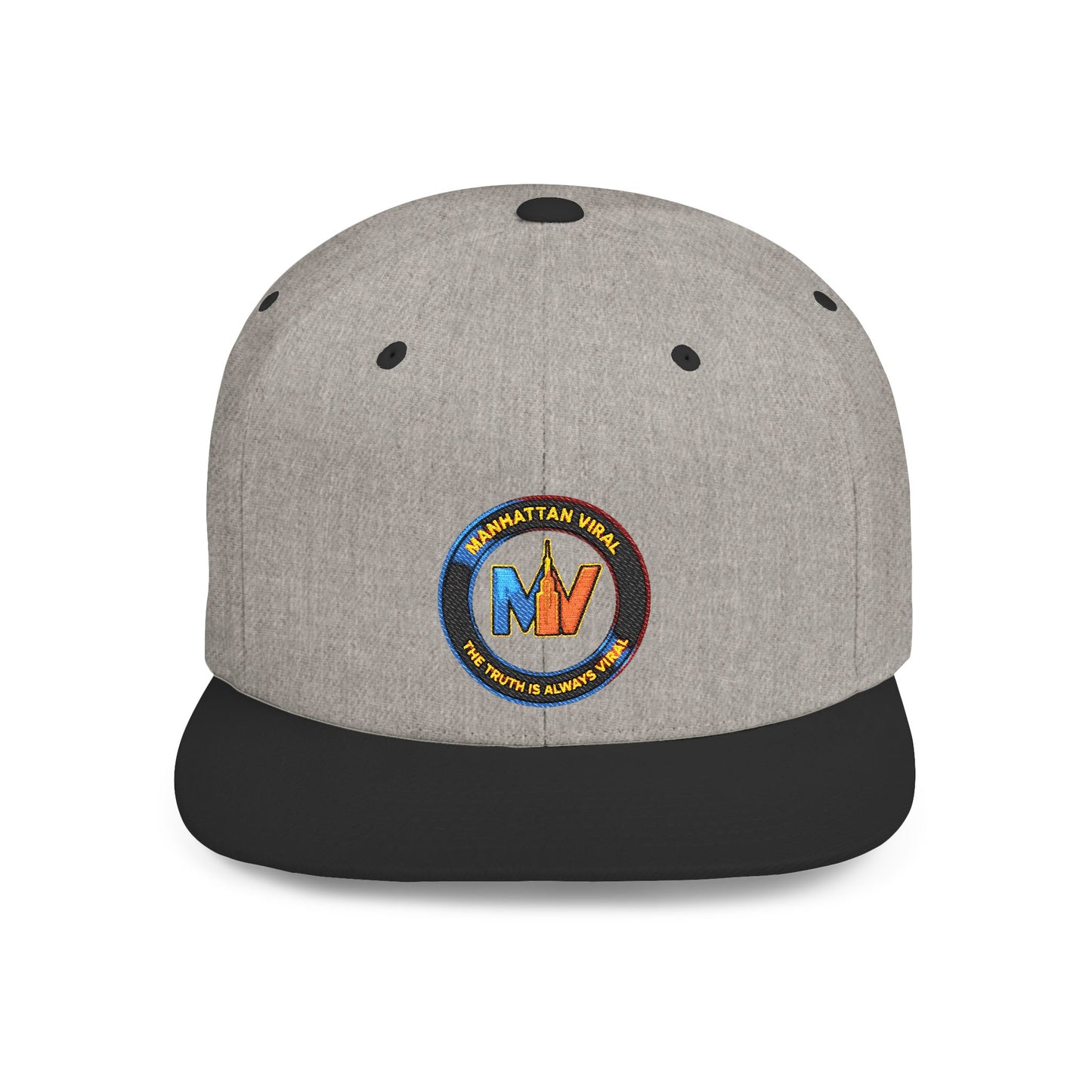 Manhattan Viral Flat Logo Bill Snapback Cap, Trendy Baseball Hat for Casual Outings, Gift for Dads, Graduations, Streetwear