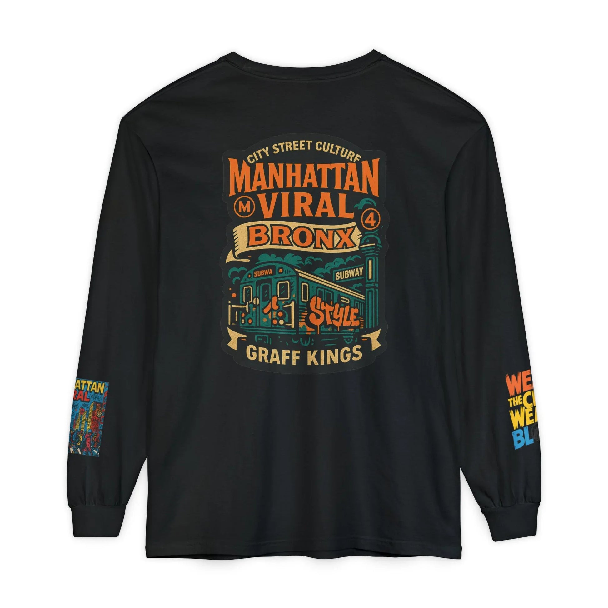 Wear The City Graffiti Long Sleeve T-Shirt, Unisex Streetwear Long Tee - Wear The City Graffiti Long Sleeve T-Shirt, Unisex Streetwear Long Tee - Granite - S