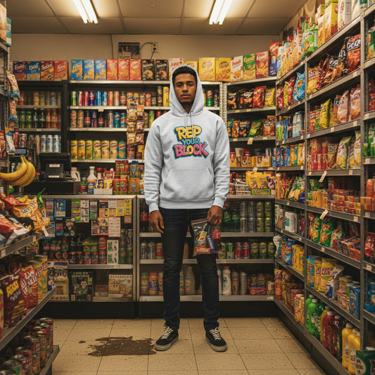 Hoodie — "Rep Your Block" Front + "Gorilla in the City" Graphic Back Streetwear Pullover