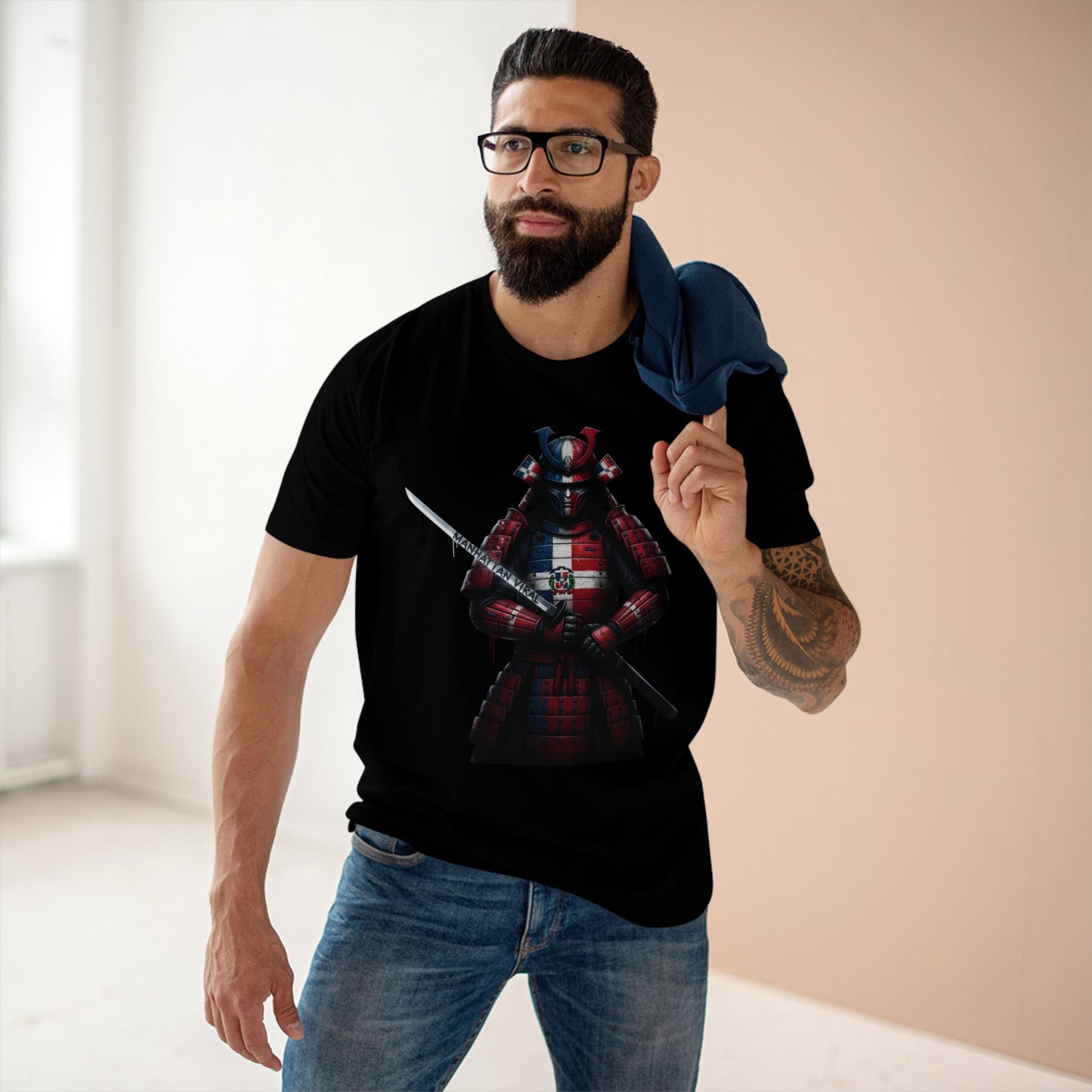 Dominican Samurai Graphic Tee, Unique T-Shirt for Warriors, Gift for Anime Lovers, Casual Streetwear,