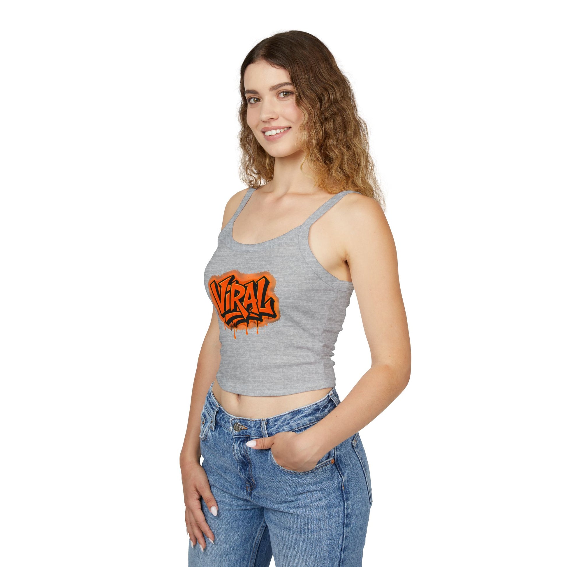 Viral Graffiti Village Drop Women's Spaghetti Strap Tank Top, Summer Top, Streetwear Style, Festival Outfit, Graphic Tee, Casual Wear - Viral Graffiti Village Drop Women's Spaghetti Strap Tank Top, Summer Top, Streetwear Style, Festival Outfit, Graphic Tee, Casual Wear