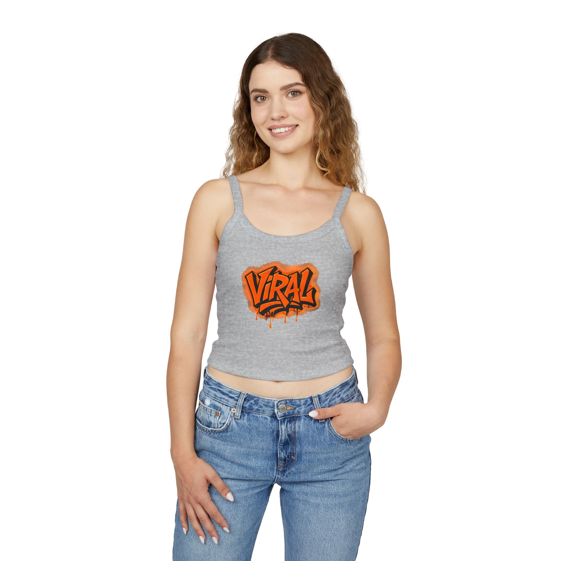 Viral Graffiti Village Drop Women's Spaghetti Strap Tank Top, Summer Top, Streetwear Style, Festival Outfit, Graphic Tee, Casual Wear - Viral Graffiti Village Drop Women's Spaghetti Strap Tank Top, Summer Top, Streetwear Style, Festival Outfit, Graphic Tee, Casual Wear
