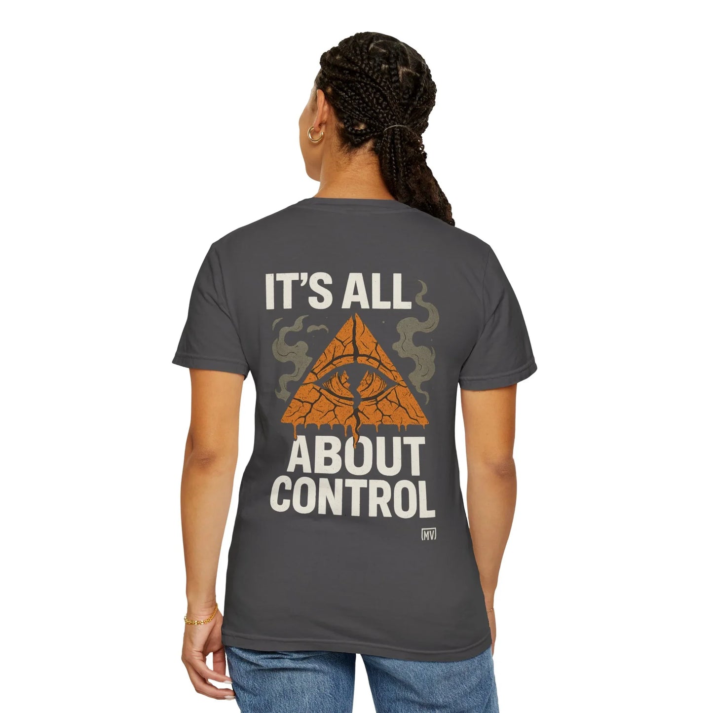 It's All Control NYC Streetwear T-Shirt - Unisex Garment-Dyed Graphic Tee | Manhattan Viral - White - XL