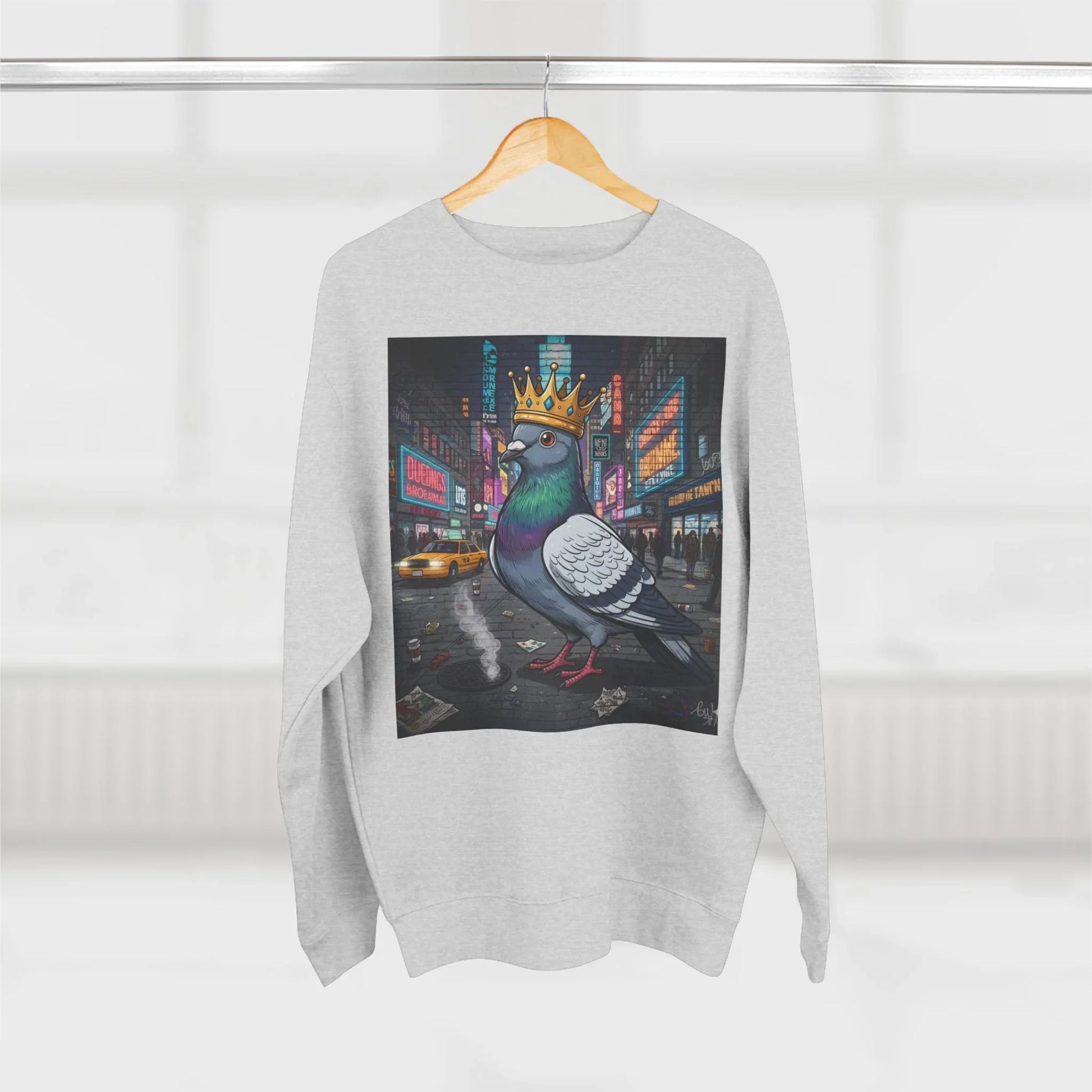Urban King Pigeon Crewneck Sweatshirt, Streetwear, Graphic Sweatshirt. - Urban King Pigeon Crewneck Sweatshirt, Streetwear, Graphic Sweatshirt. - M - Heather Grey