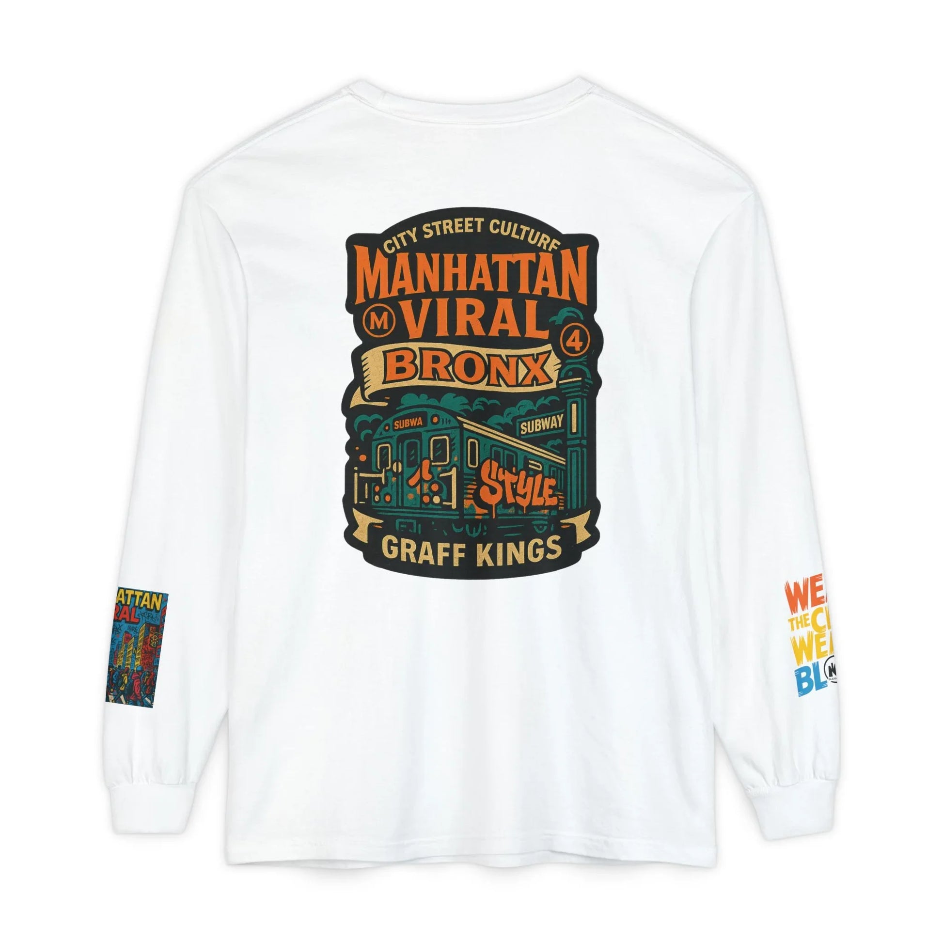 Wear The City Graffiti Long Sleeve T-Shirt, Unisex Streetwear Long Tee - Wear The City Graffiti Long Sleeve T-Shirt, Unisex Streetwear Long Tee - Grey - S