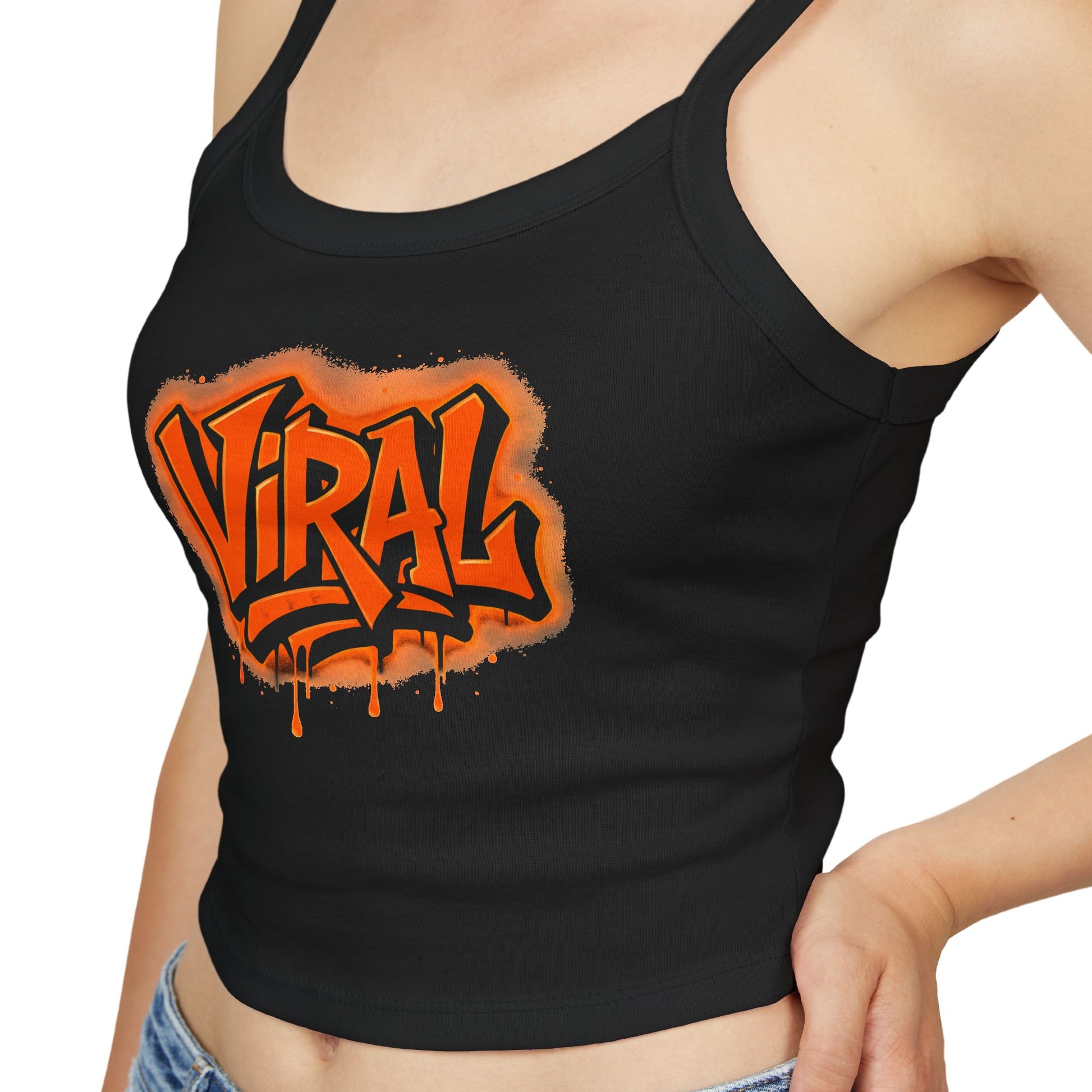 Viral Graffiti Village Drop Women's Spaghetti Strap Tank Top, Summer Top, Streetwear Style, Festival Outfit, Graphic Tee, Casual Wear - Viral Graffiti Village Drop Women's Spaghetti Strap Tank Top, Summer Top, Streetwear Style, Festival Outfit, Graphic Tee, Casual Wear