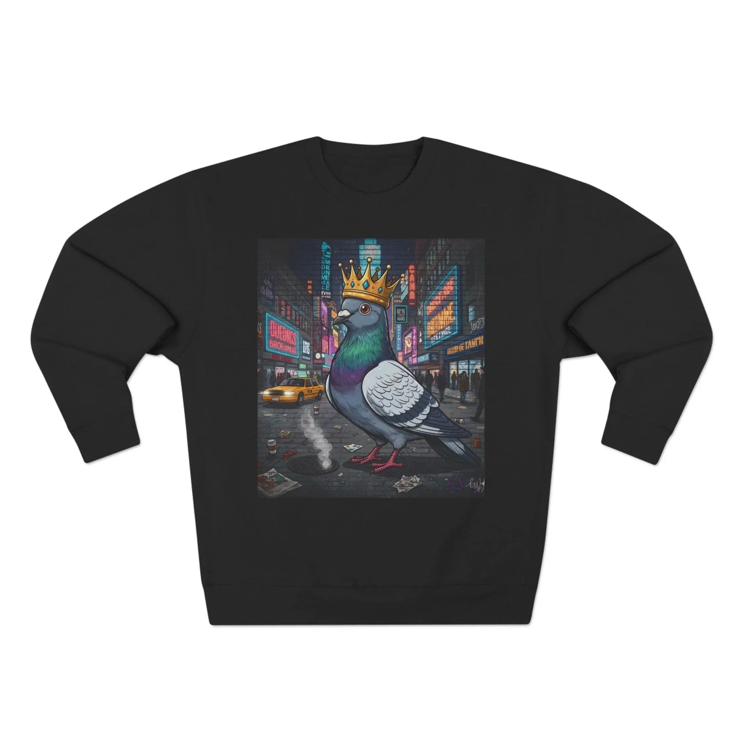 Urban King Pigeon Crewneck Sweatshirt, Streetwear, Graphic Sweatshirt. - S - Heather Grey