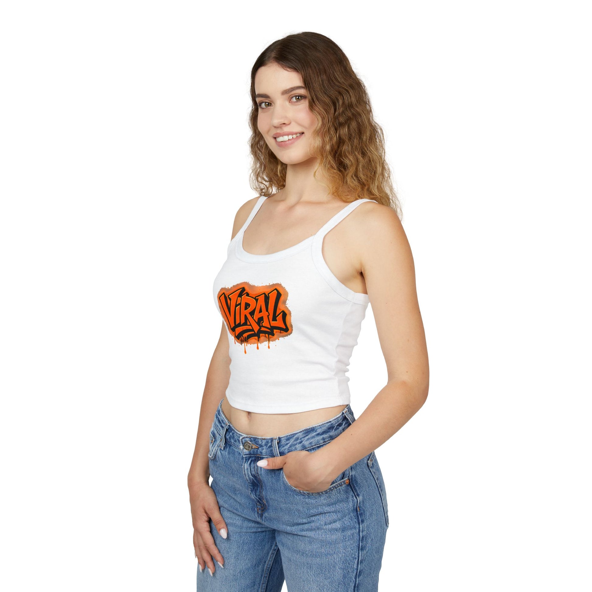 Viral Graffiti Village Drop Women's Spaghetti Strap Tank Top, Summer Top, Streetwear Style, Festival Outfit, Graphic Tee, Casual Wear - Viral Graffiti Village Drop Women's Spaghetti Strap Tank Top, Summer Top, Streetwear Style, Festival Outfit, Graphic Tee, Casual Wear