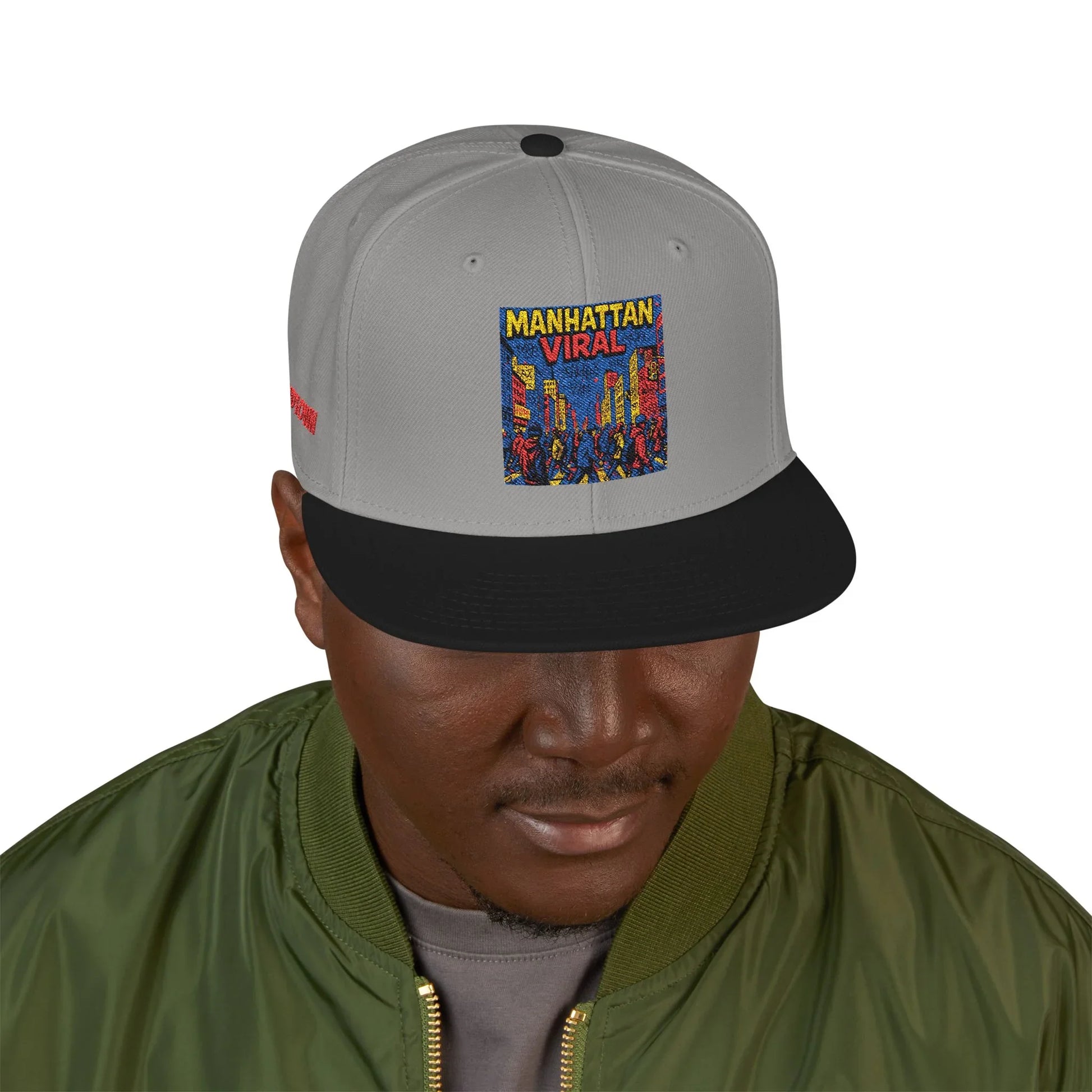 Midtown Hustle Embroidered Snapback Cap, Colorful Hat For NYC Streetwear, Unique Gift for Friends, Casual Accessories - Manhattan Viral