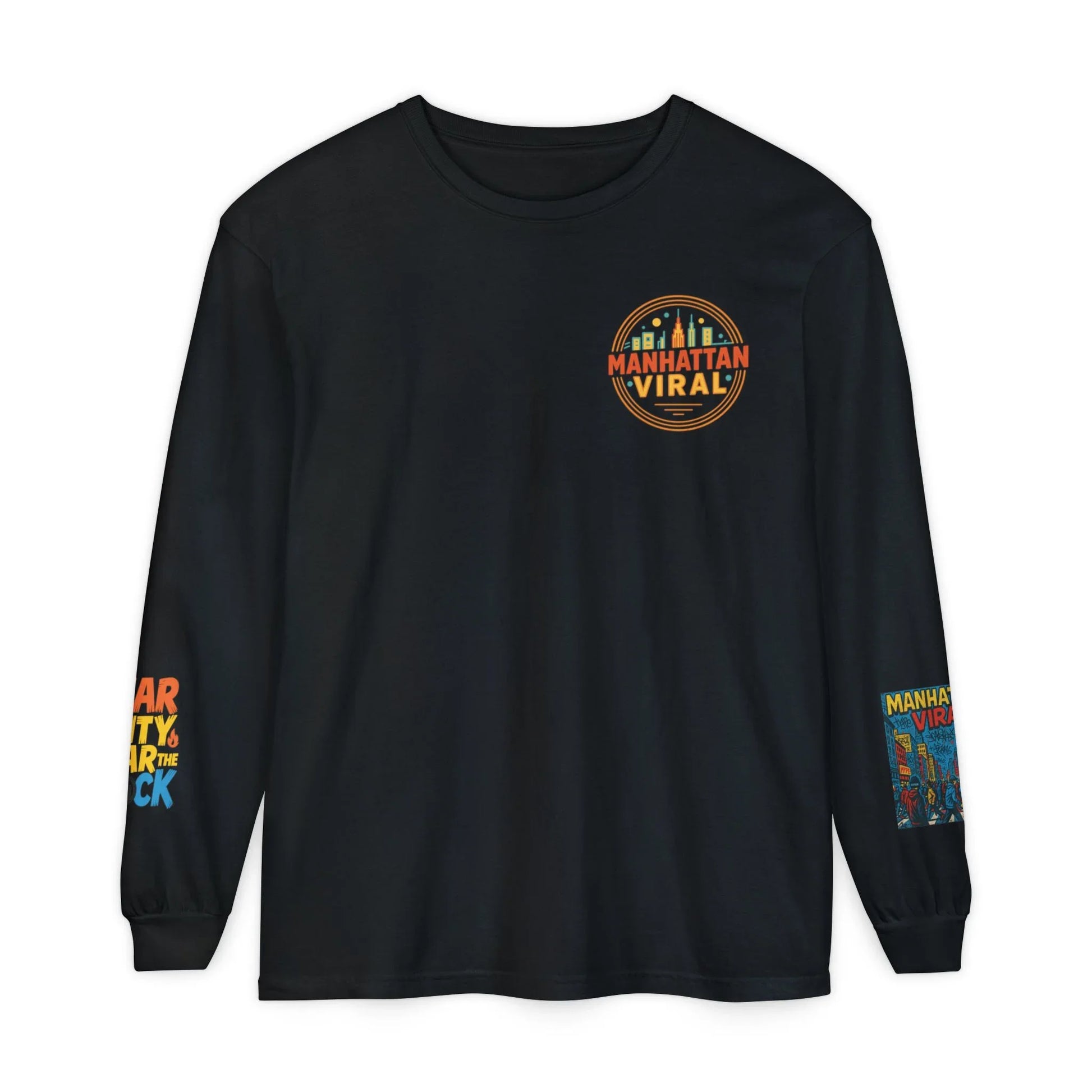 Wear The City Graffiti Long Sleeve T-Shirt, Unisex Streetwear Long Tee - Wear The City Graffiti Long Sleeve T-Shirt, Unisex Streetwear Long Tee - Grey - M