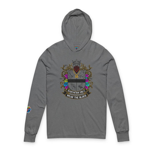 Viral Shield Of Honor Hooded Long Sleeve Tee for Everyday Adventures, Personalized Gift, Family Gatherings, NYC streetwear