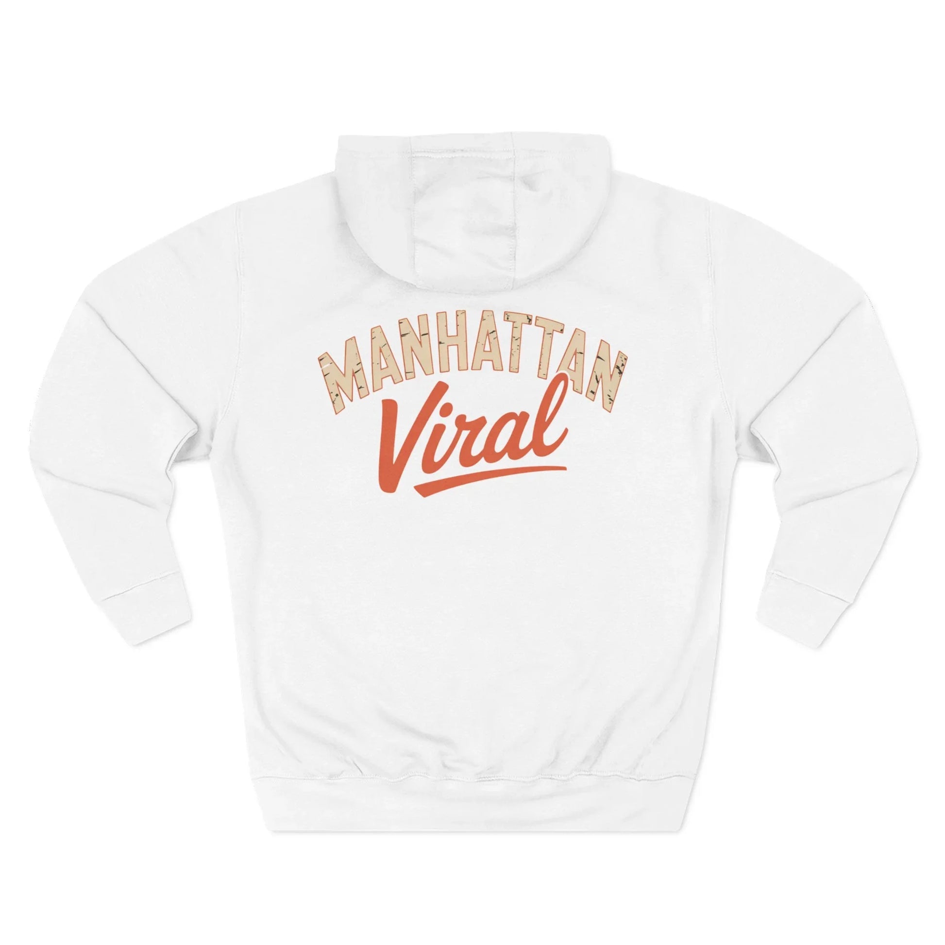 New York City MV Three-Panel Fleece Hoodie, Cozy Streetwear, Urban Fashion, Gift for NYC Lovers, Casual Layering Piece - Manhattan Viral