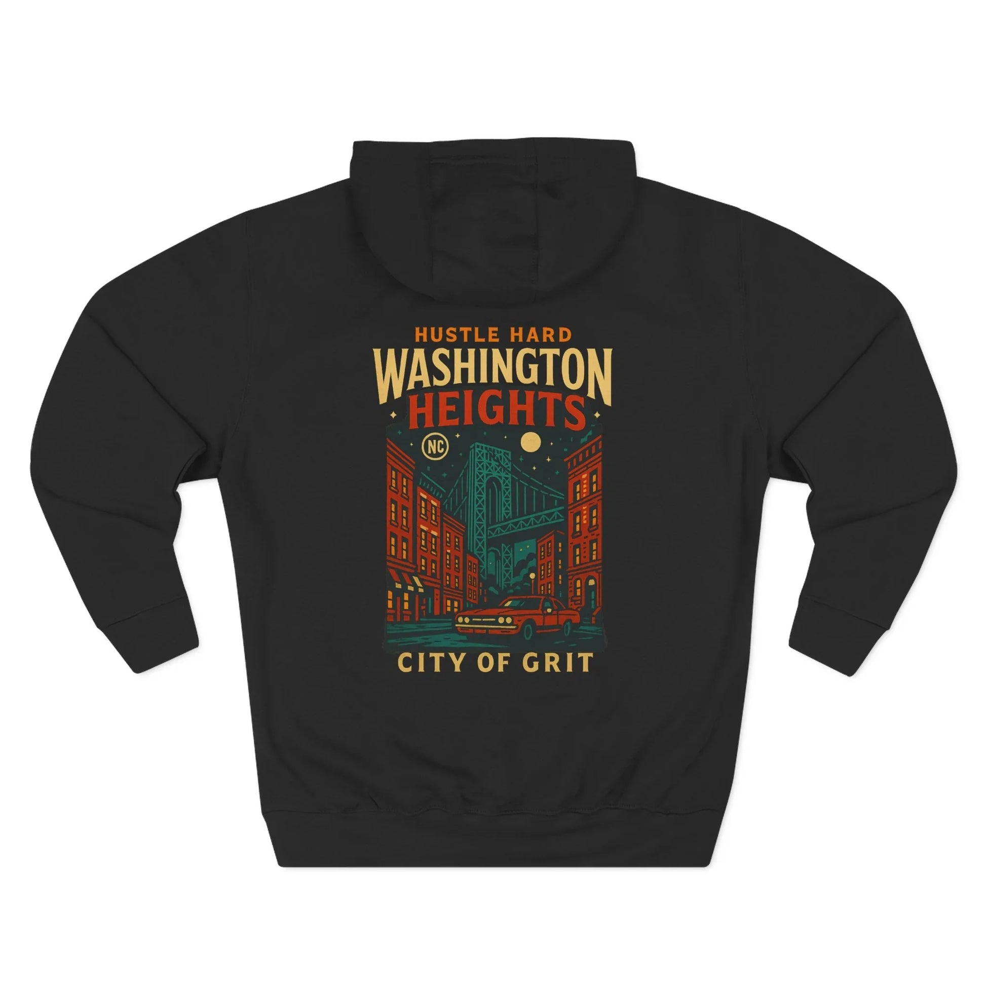 Hustle Hard Washington Heights Fleece Hoodie, Urban Apparel, NYC Streetwear - Hustle Hard Washington Heights Fleece Hoodie, Urban Apparel, NYC Streetwear - L - Black