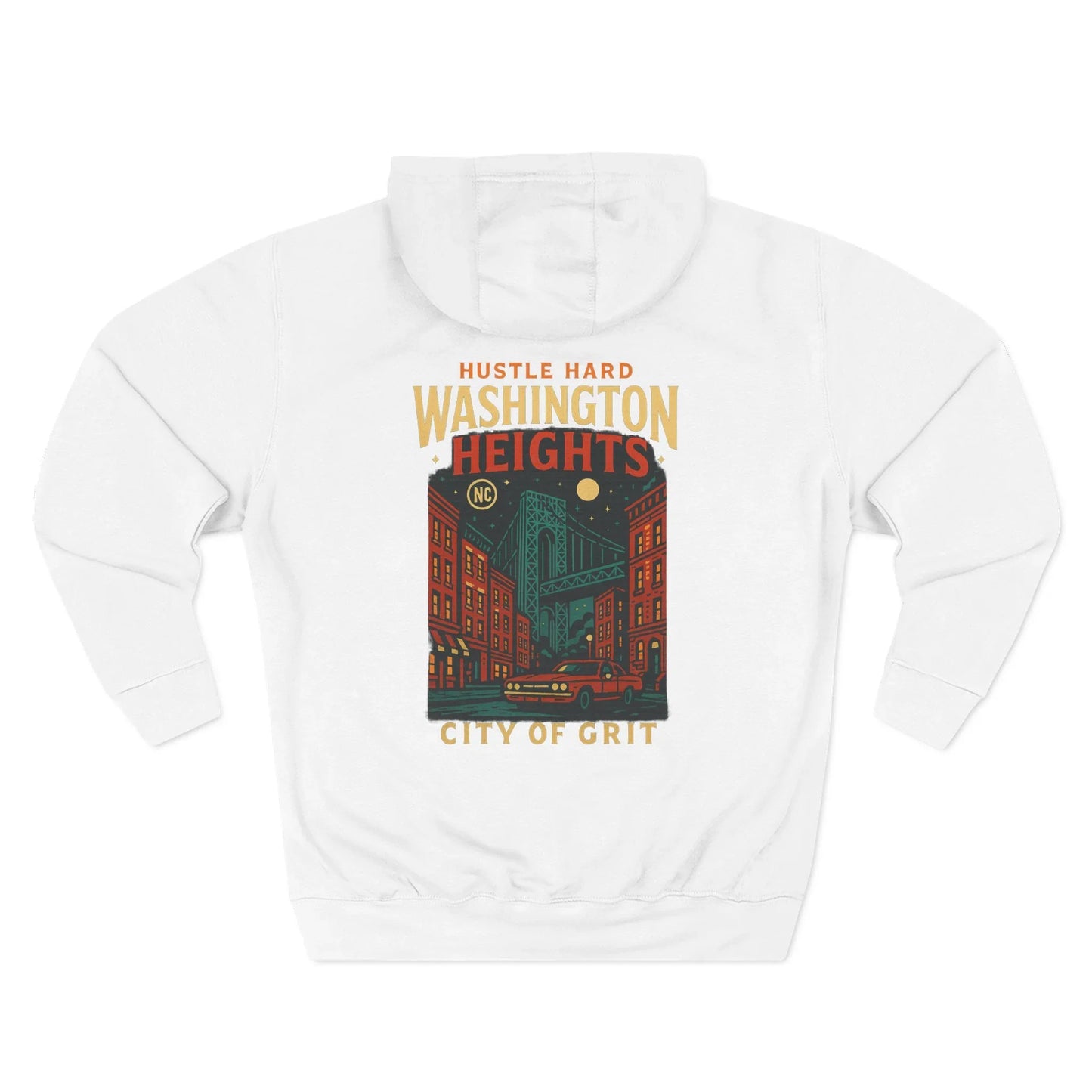 Hustle Hard Washington Heights Fleece Hoodie, Urban Apparel, NYC Streetwear - S - Black