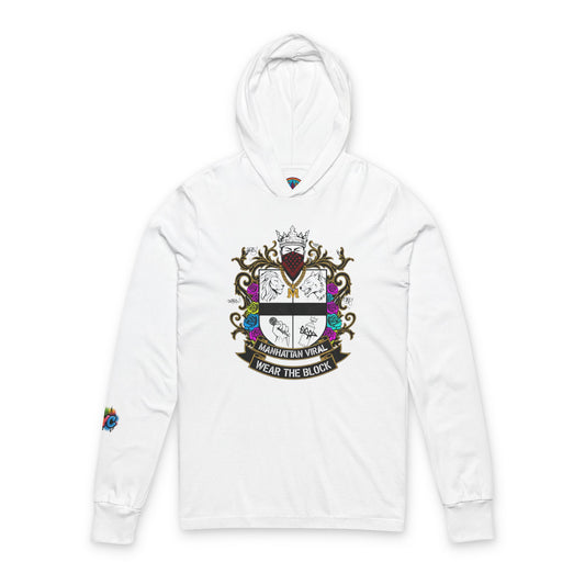Viral Shield Of Honor Hooded Long Sleeve Tee for Everyday Adventures, Personalized Gift, Family Gatherings, NYC streetwear